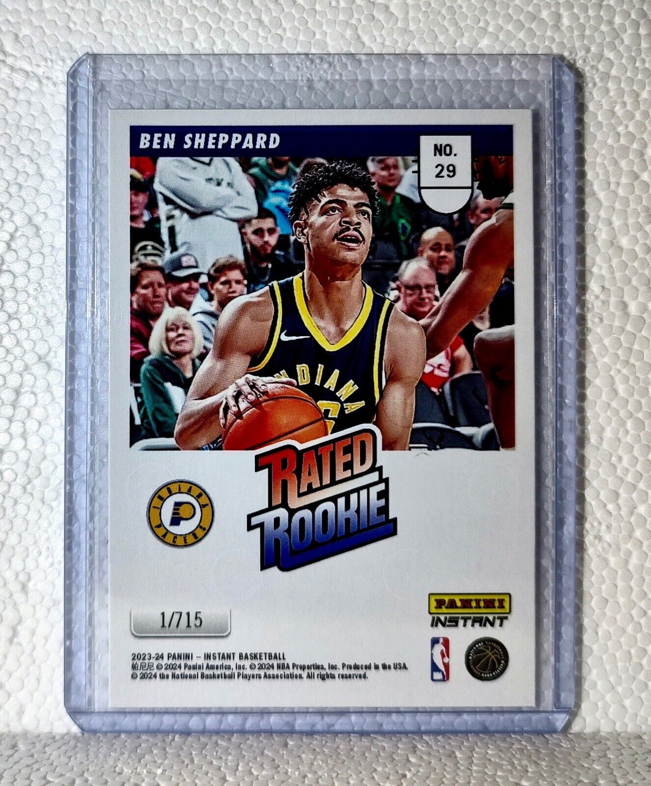 Ben Sheppard 2023-24 Panini NBA #29 Rated Rookie Retro Card Pacers 1/715