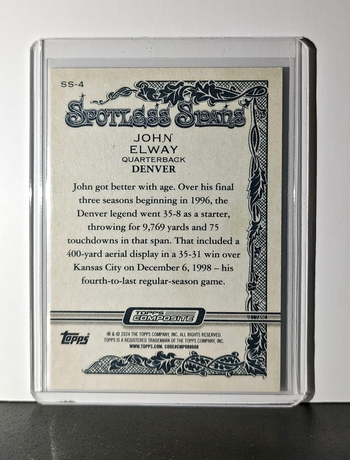 John Elway 2023 Topps Allen & Ginter Spotless Spans NFL #SS4 Card Denver Broncos