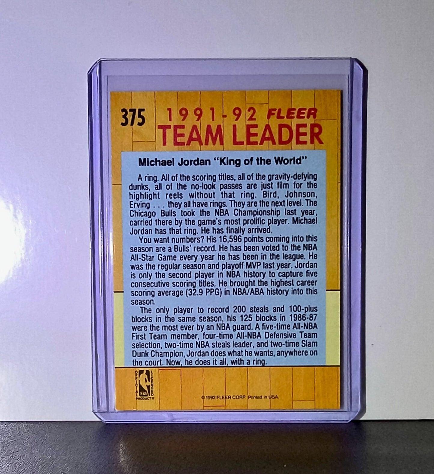 Michael Jordan 1991-92 Fleer Team Leader #375 Basketball Card Chicago Bulls