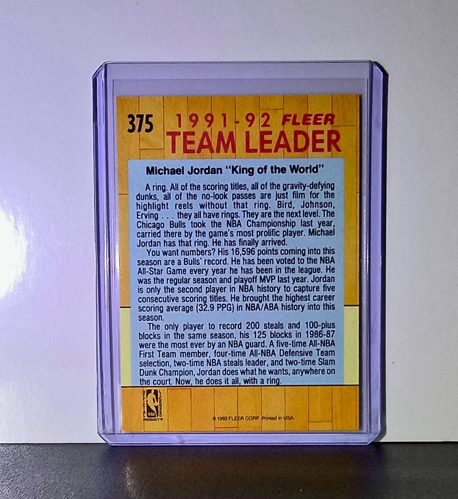 Michael Jordan 1991-92 Fleer Team Leader #375 Basketball Card Chicago Bulls