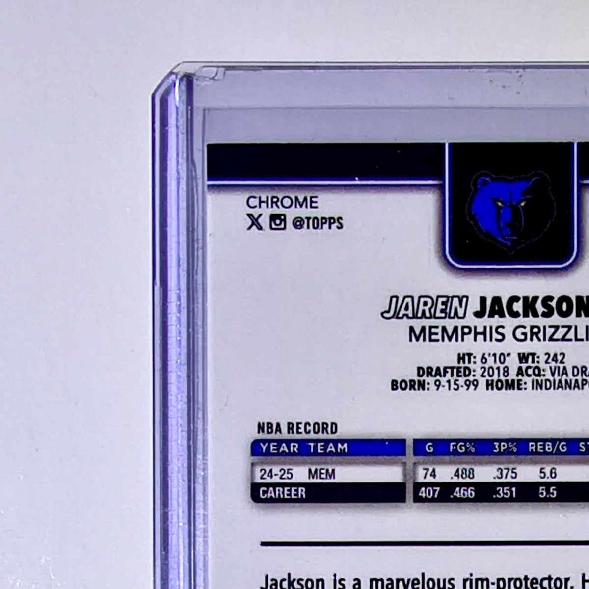 Jaren Jackson Jr. 2025-26 NBA Topps Chrome Update X-Fractor #28 Card Grizzlies
