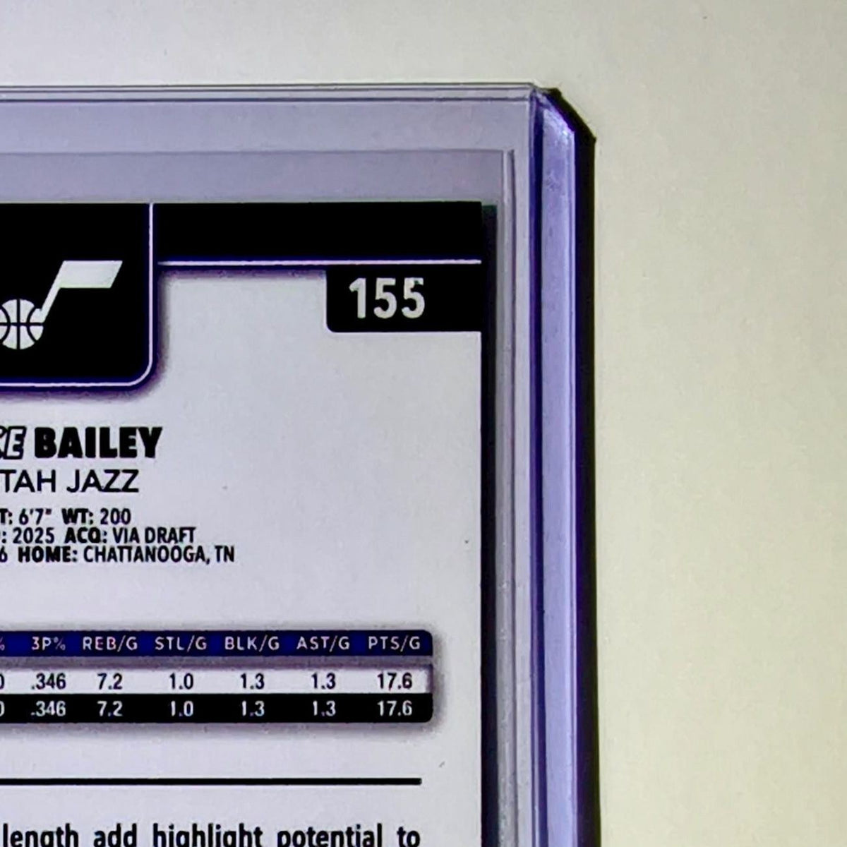 Ace Bailey Rookie 2025-26 NBA Topps Chrome Update #155 Basketball Card Utah Jazz