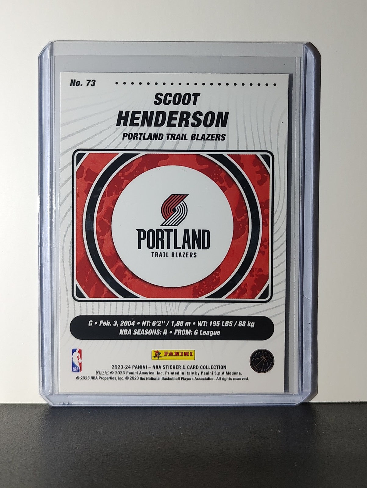 Scoot Henderson Rookie 2023-24 Panini NBA Sticker Foil Card #73 Trail Blazers