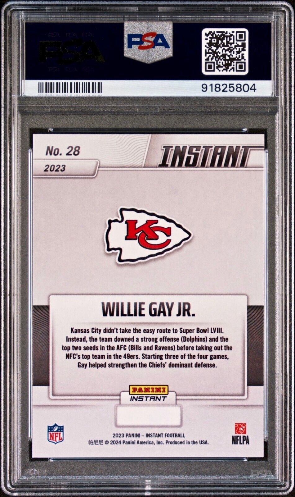 Willie Gay Jr. 2023 Panini NFL Superbowl Champions #28 Card PSA 9 Mint