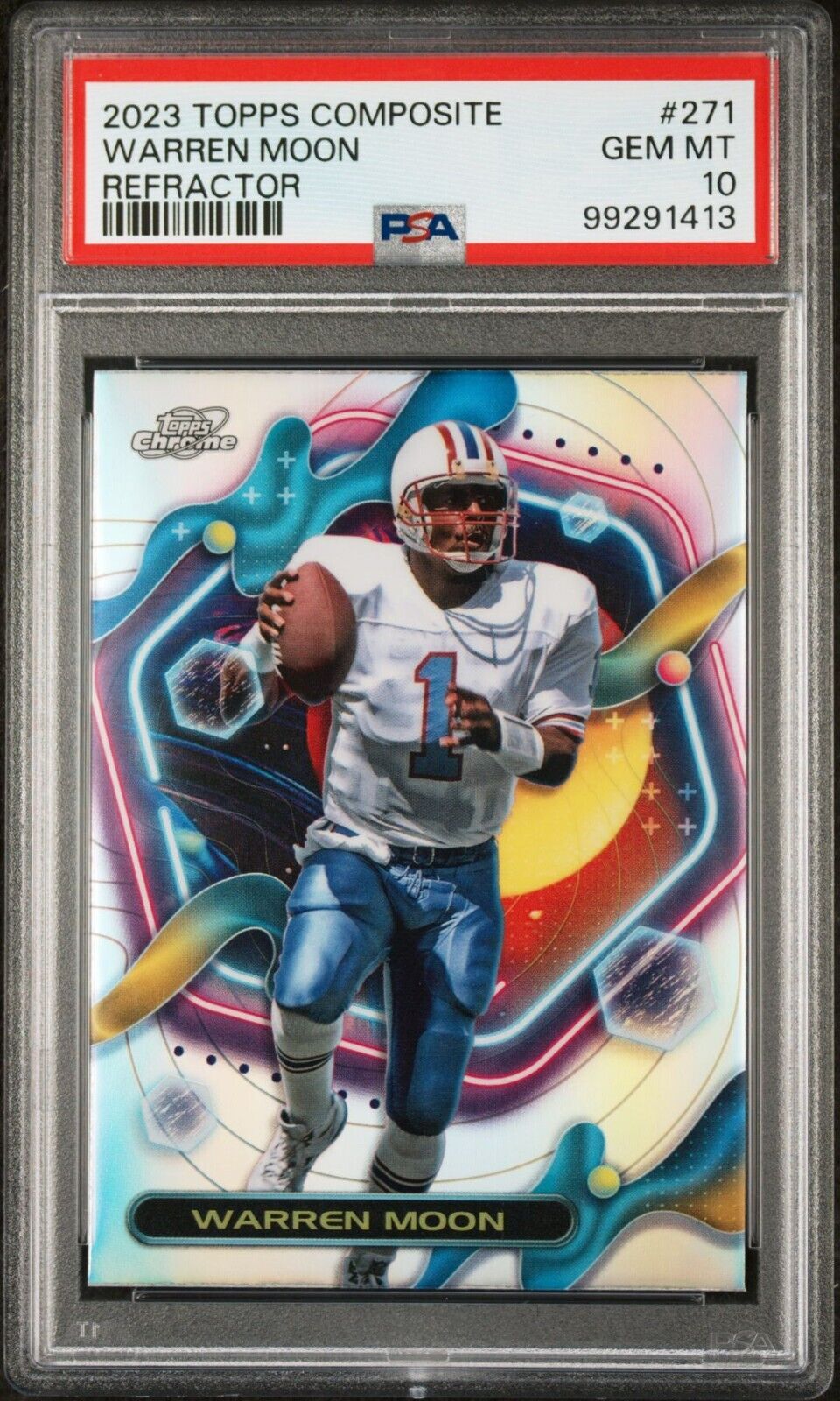 Warren Moon 2023 Topps Chrome Cosmic Refractor NFL #271 Card PSA 10 Gem Mint