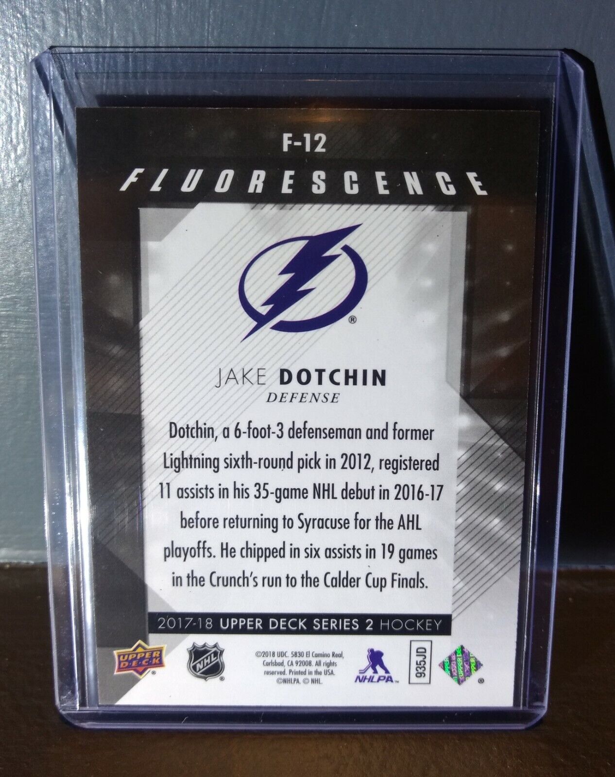 2017 Jake Dotchin Upper Deck Fluorescence #F-12 Hockey Card #/150