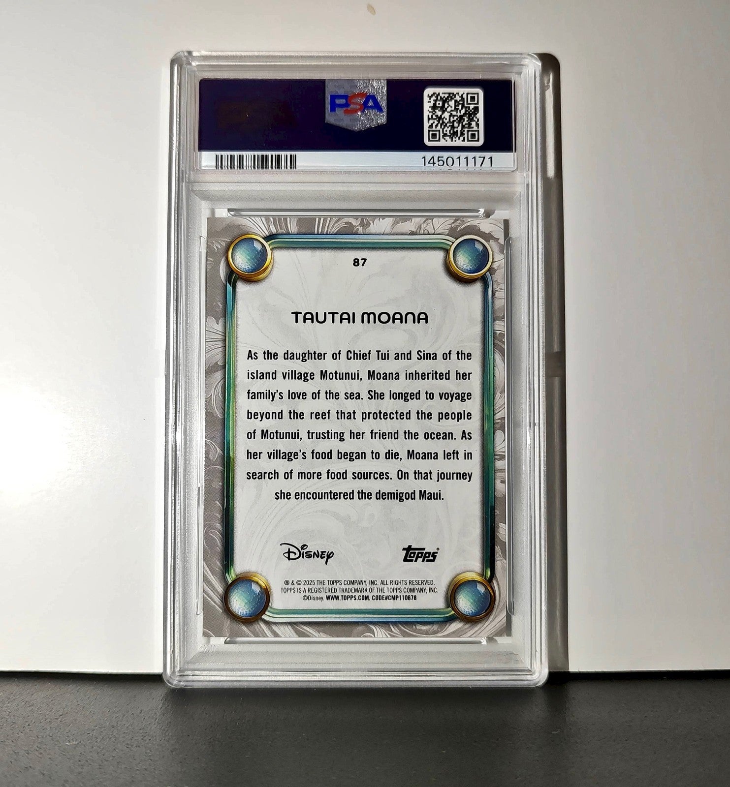 Moana 2025 Topps Disney Wonder #87 Winter Variant Card Moana PSA 9