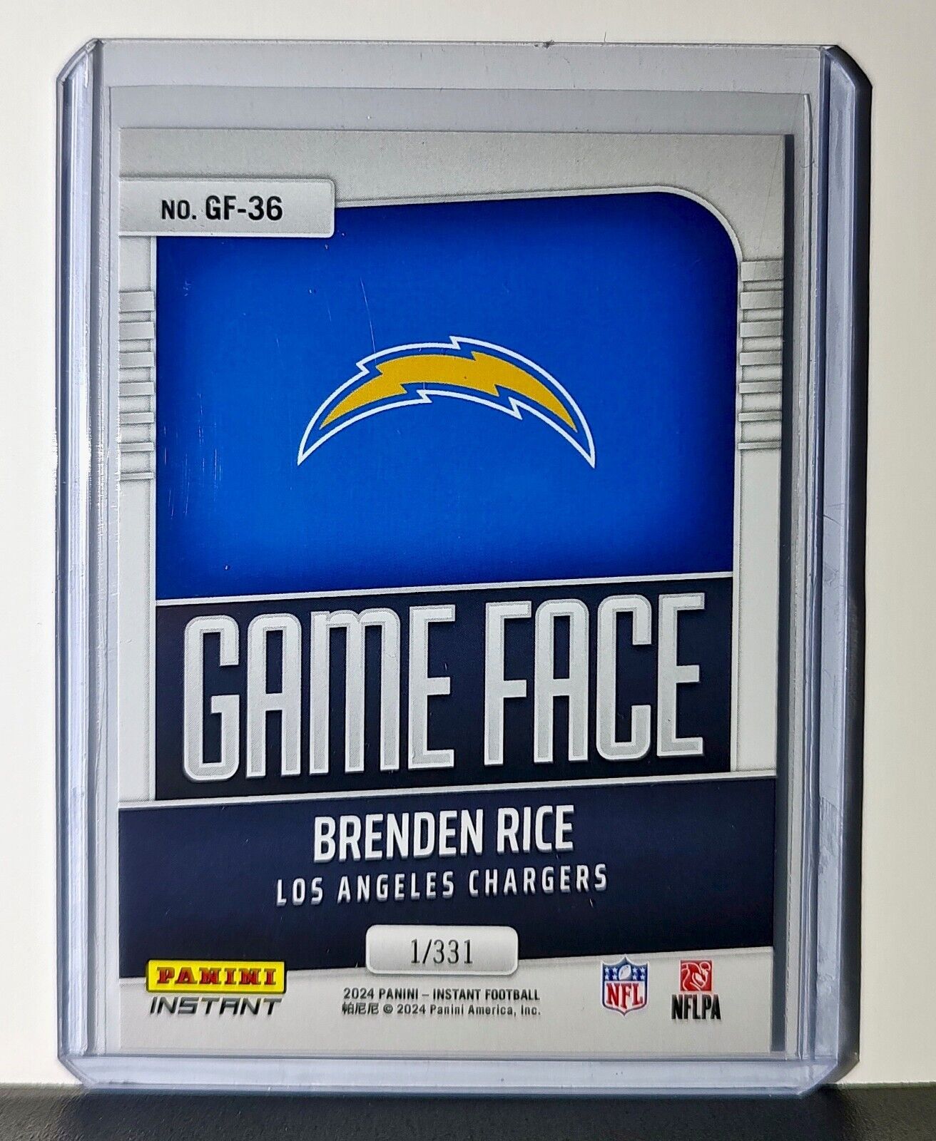 Brenden Rice 2024 Panini Game Face #36 NFL Rookie Card LA Chargers 1/331