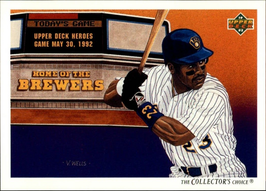 Greg Vaughn 1992 Upper Deck MLB #97 Team Checklist Card Milwaukee Brewers