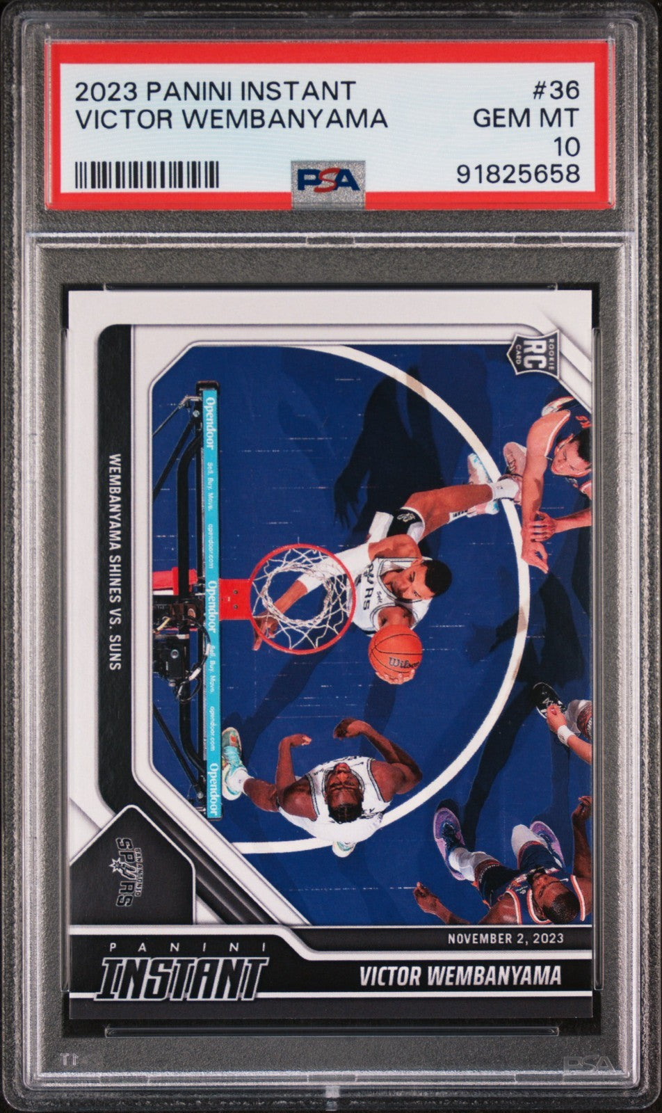 Victor Wembanyama 2023-24 Panini #36 NBA Rookie Card Spurs 1 of 6309 PSA 10 Gem