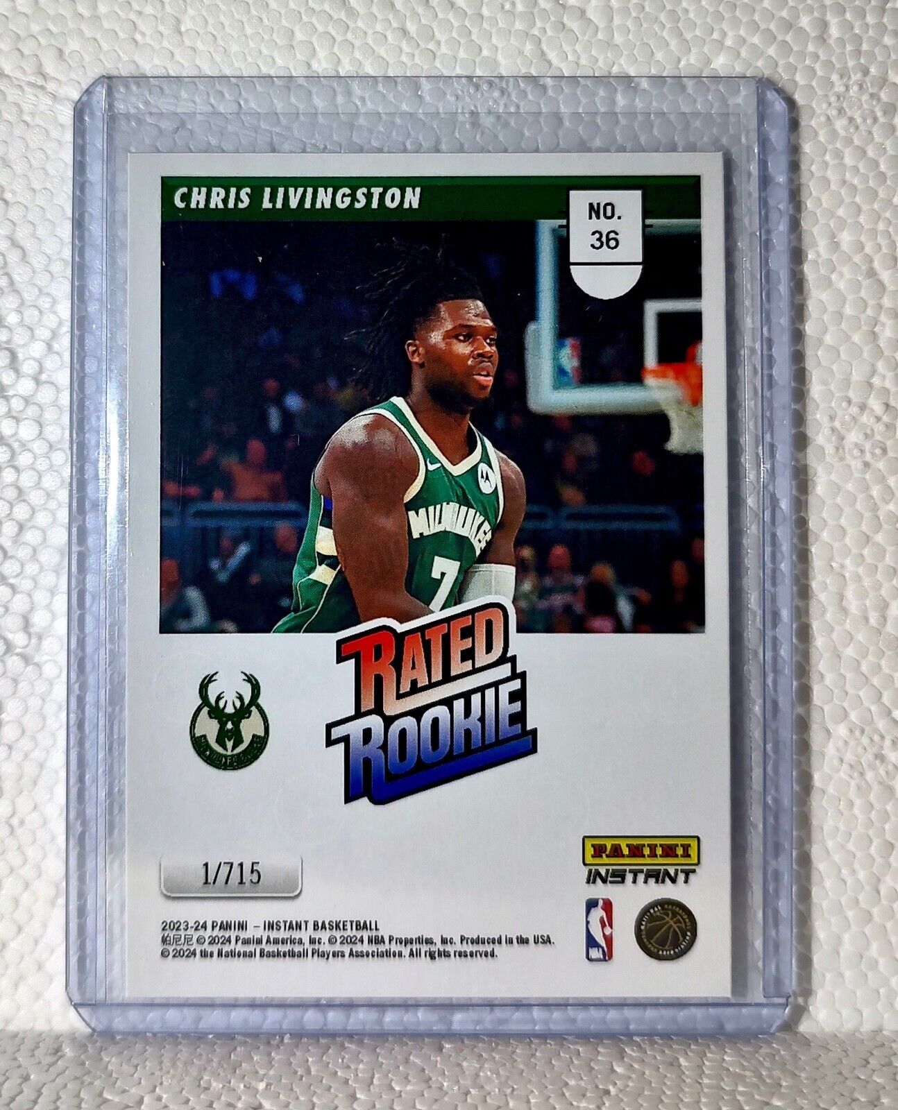 Chris Livingston 2023-24 Panini NBA #36 Rated Rookie Retro Card Bucks 1/715