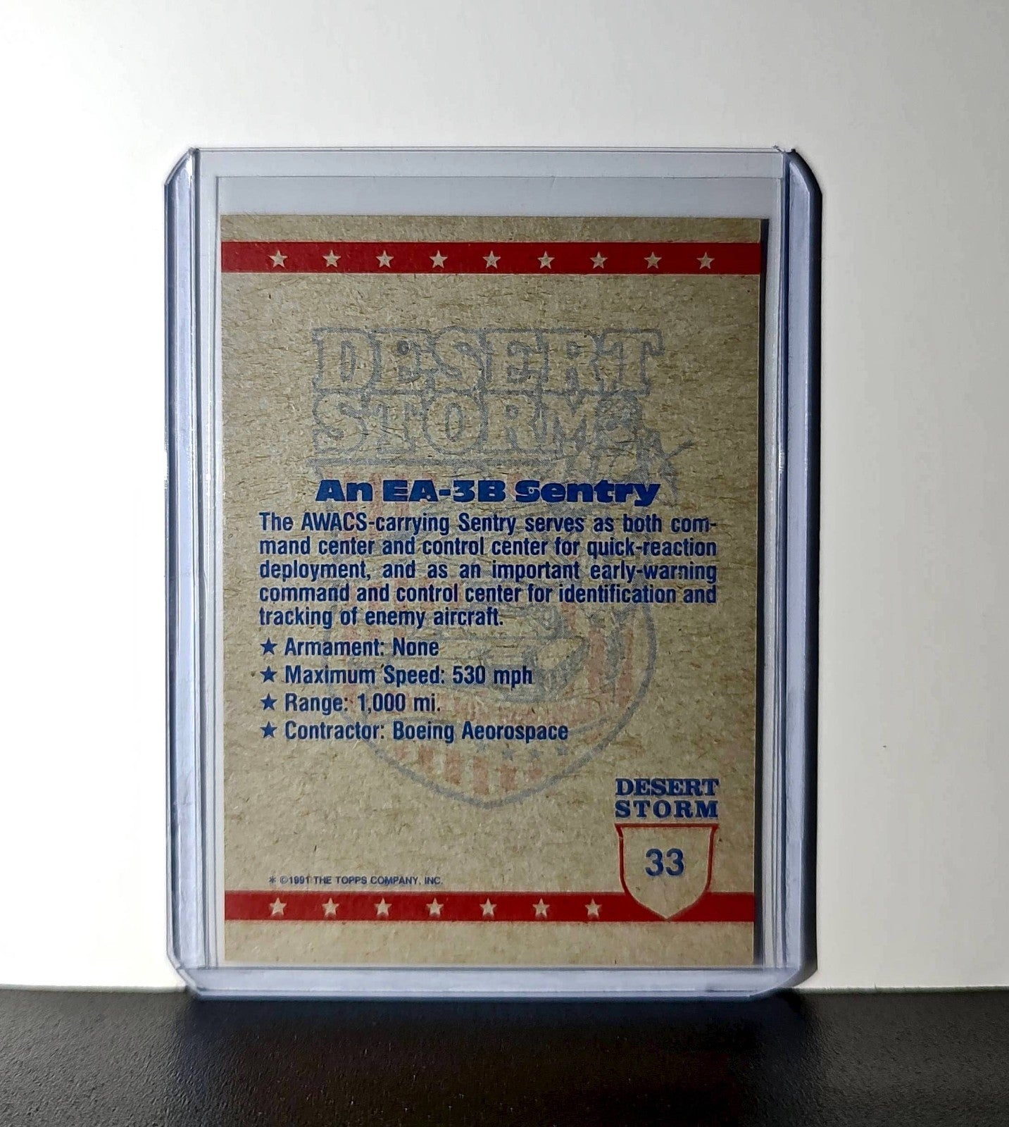 The Sentry – An E-3A AWACS 1991 Topps Desert Storm #33 Card