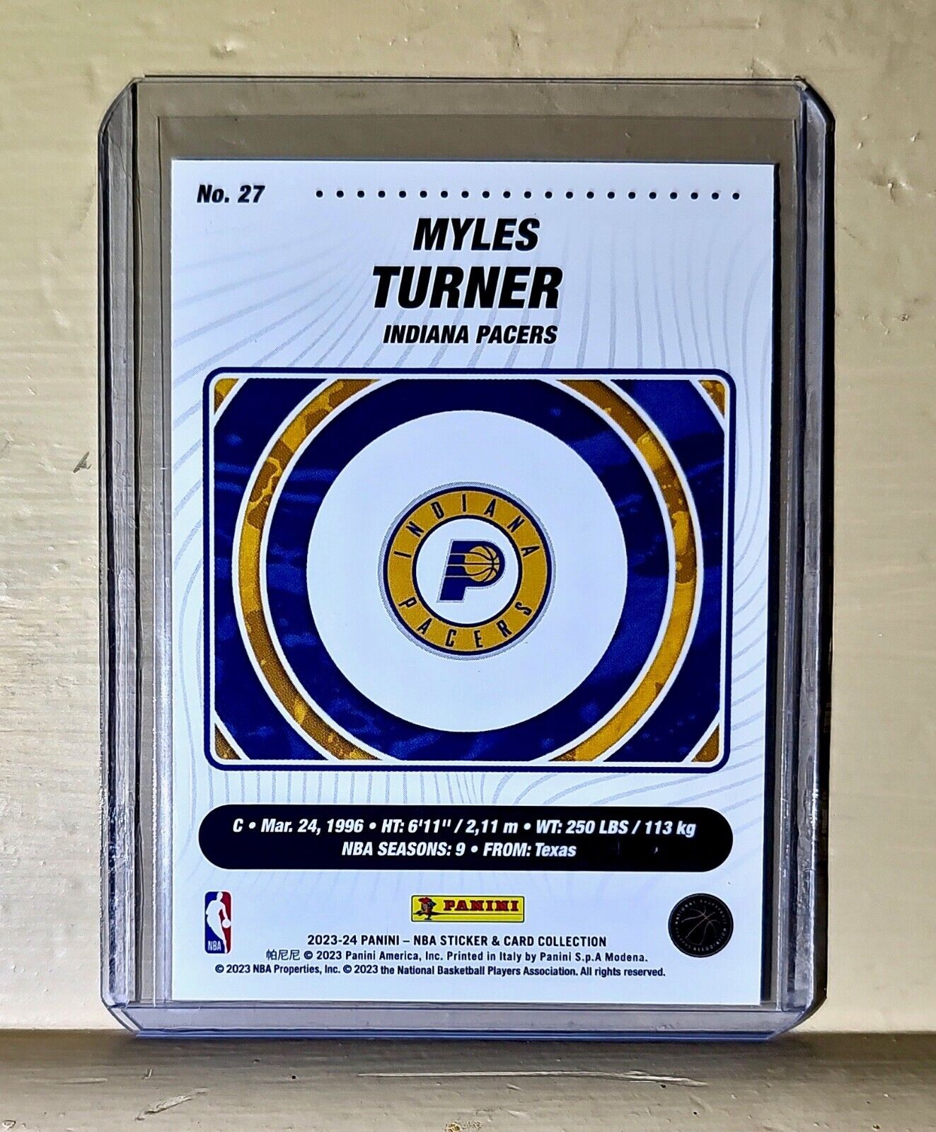 Myles Turner 2023-24 Panini NBA Basketball #27 Card Indiana Pacers