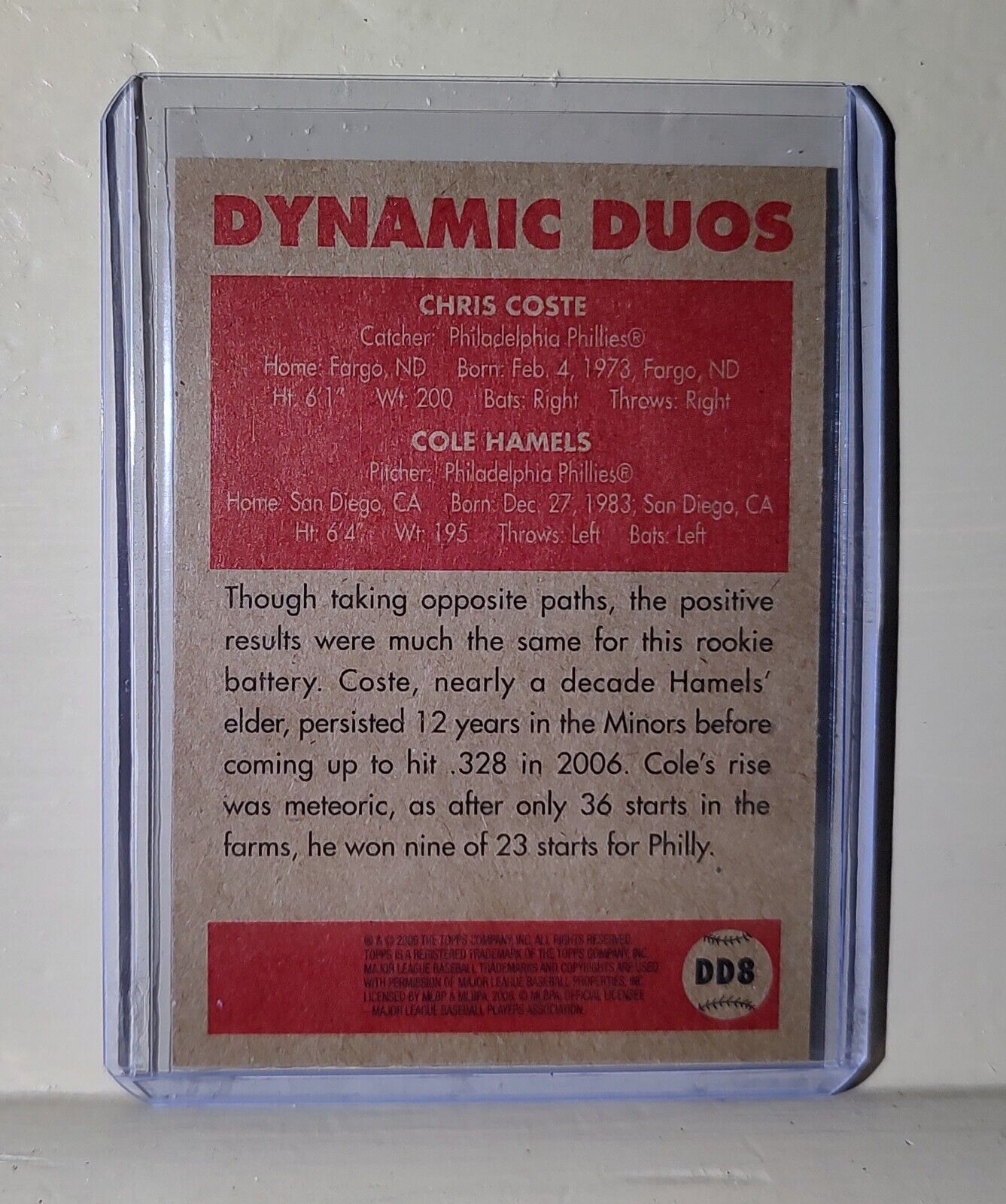 Chris Coste / Cole Hamels 2006 Topps MLB DD8 Dynamic Duos Baseball Card Phillies