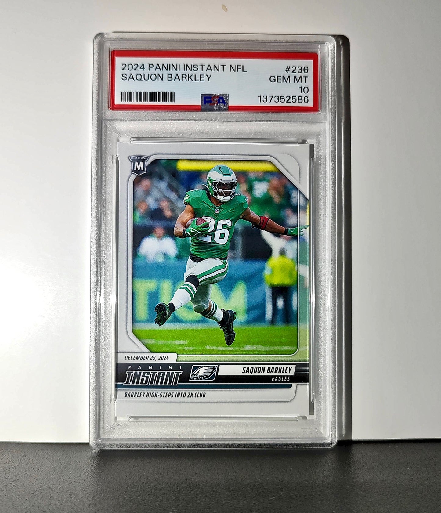 Saquon Barkley 2024 Panini Milestone NFL #236 Eagles 1 of 809 PSA 10 Gem Mint