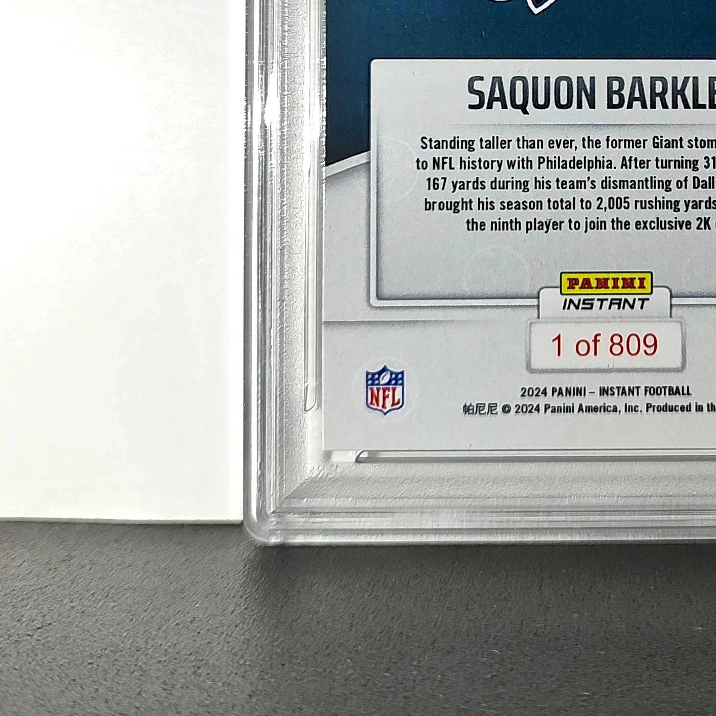 Saquon Barkley 2024 Panini Milestone NFL #236 Eagles 1 of 809 PSA 10 Gem Mint