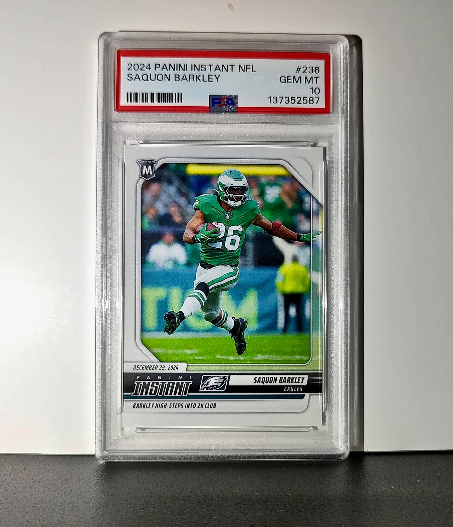 Saquon Barkley 2024 Panini Milestone NFL #236 Eagles 1 of 809 PSA 10 Gem Mint