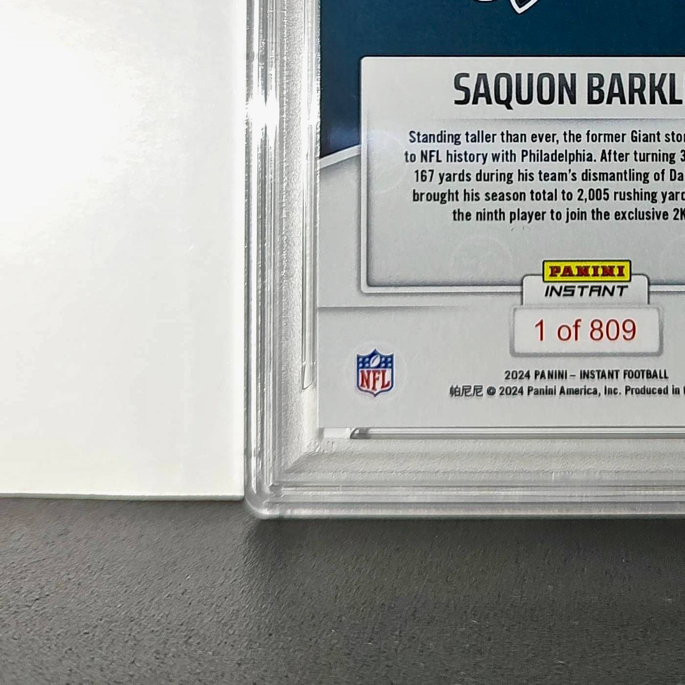Saquon Barkley 2024 Panini Milestone NFL #236 Eagles 1 of 809 PSA 10 Gem Mint