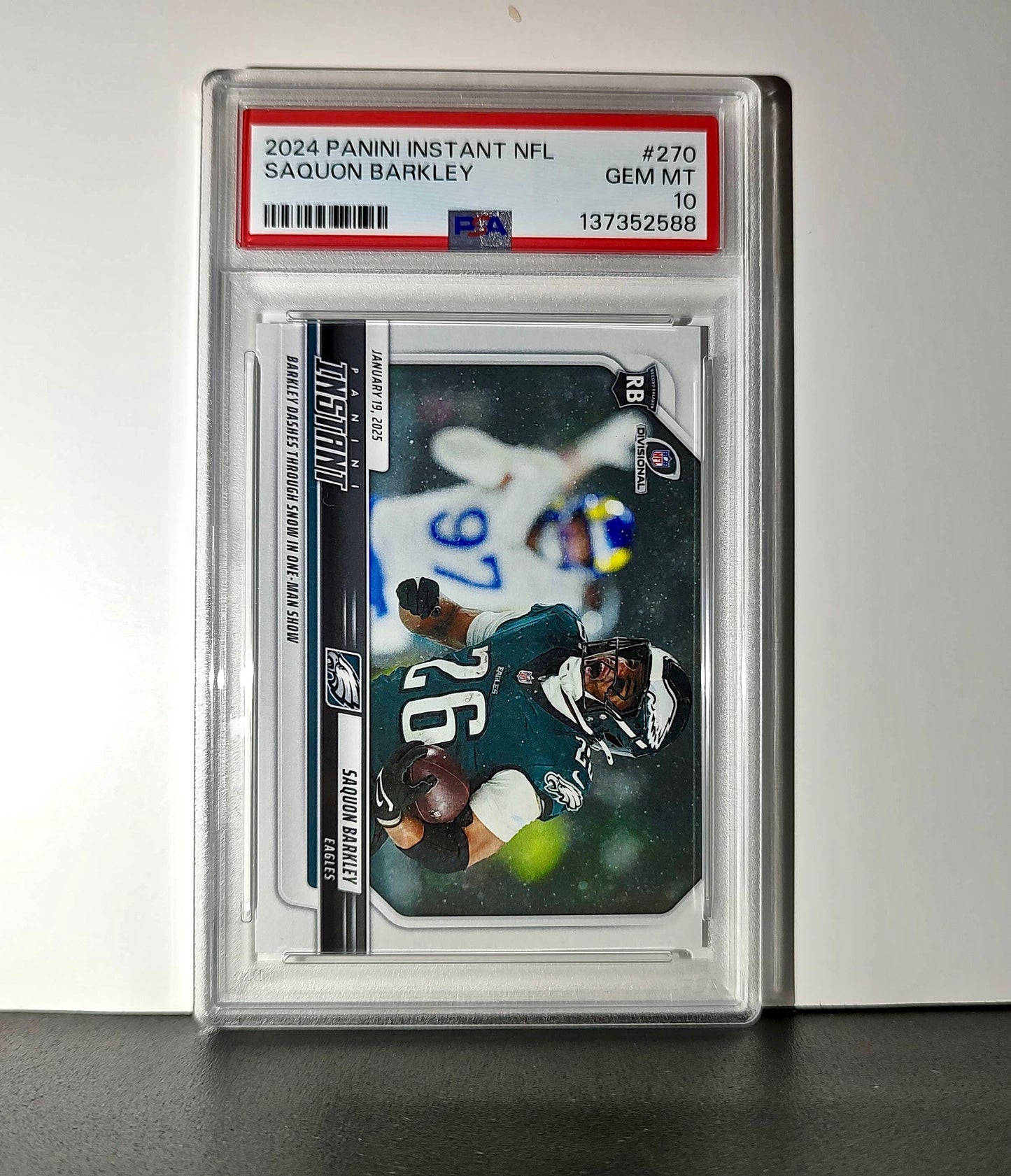 Saquon Barkley 2024 Panini Record Breaker NFL #270 Philadelphia Eagles PSA 10