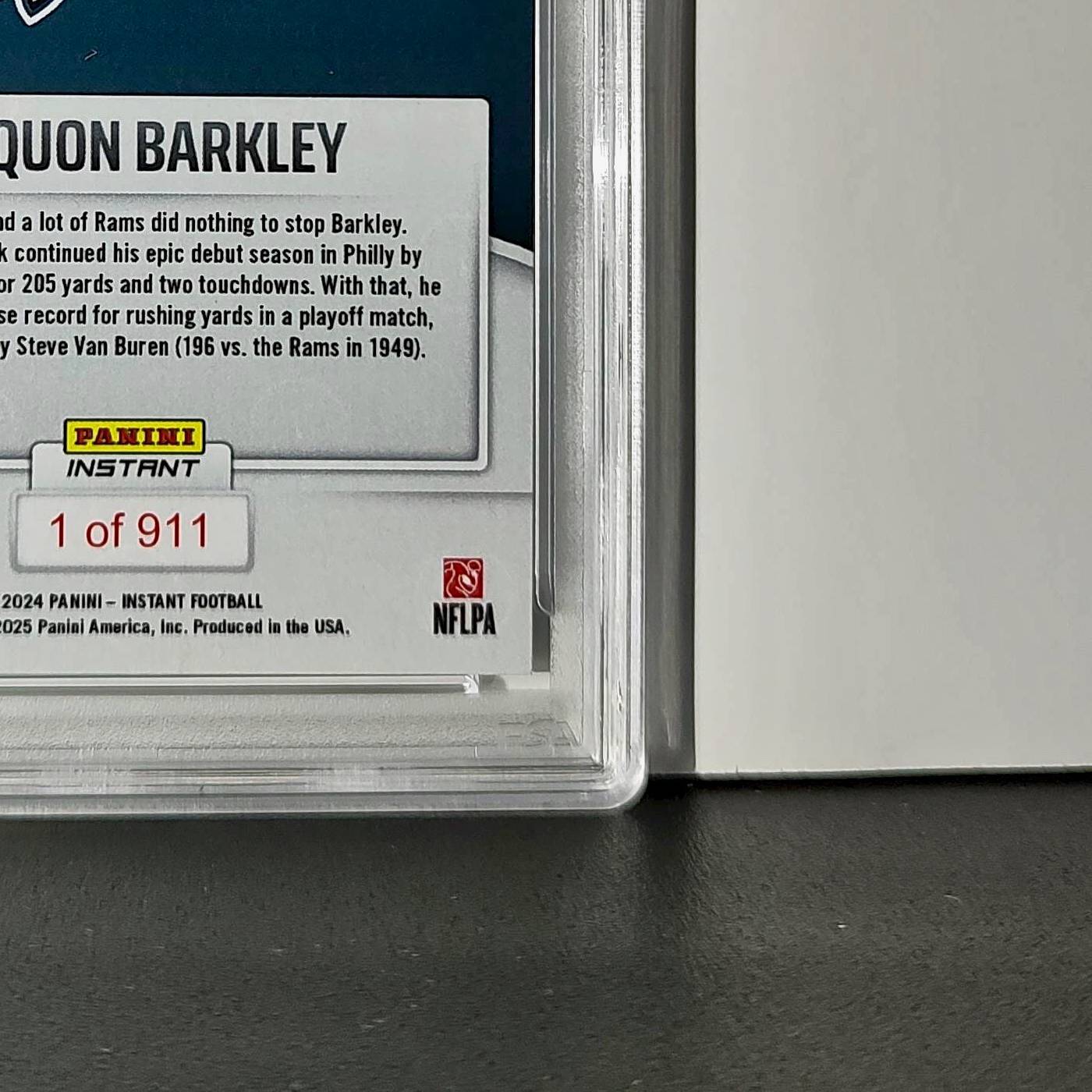 Saquon Barkley 2024 Panini Record Breaker NFL #270 Philadelphia Eagles PSA 10