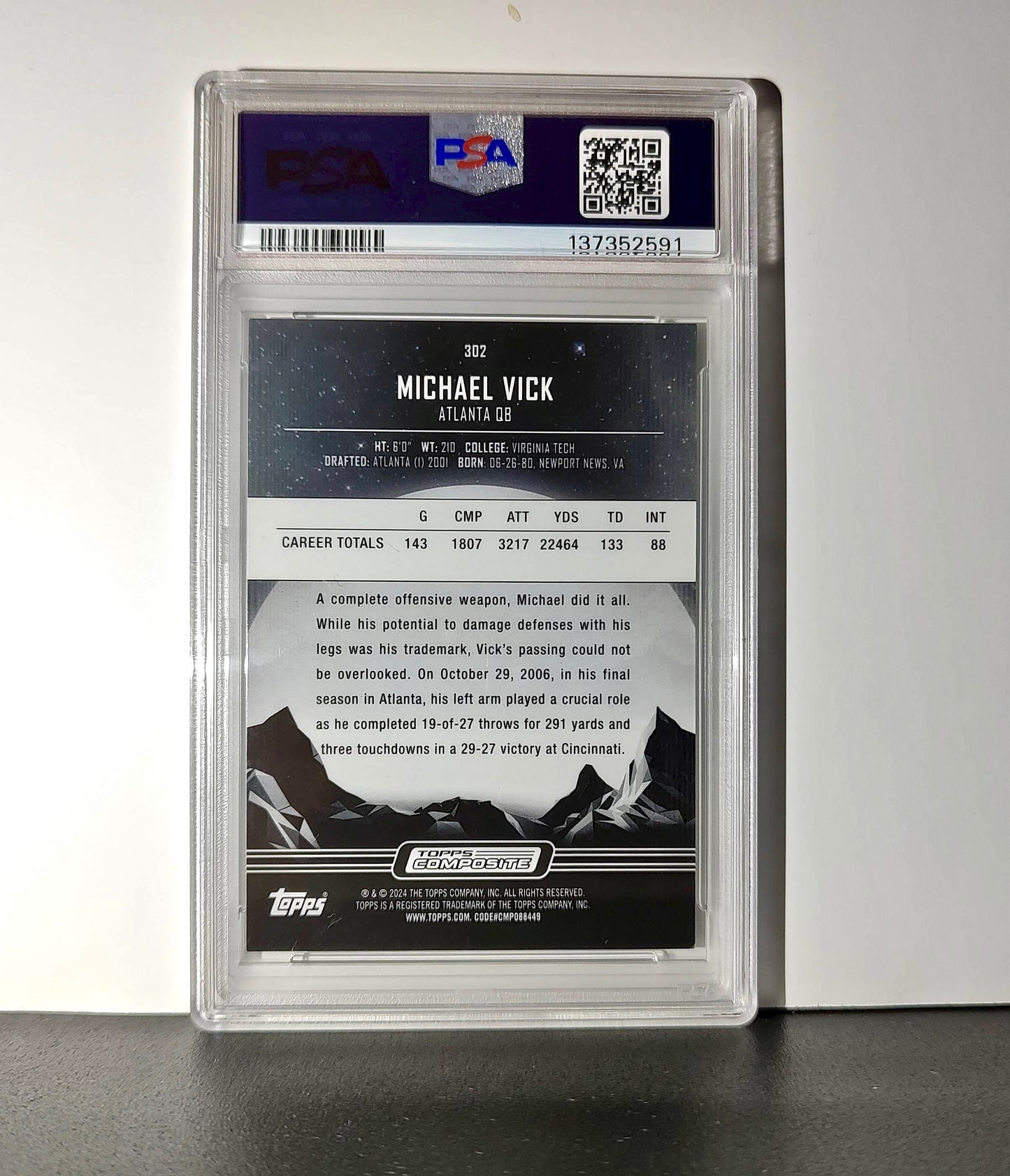 Michael Vick 2023 Topps Midnight 15/75 #302 Dusk PSA 9 Mint