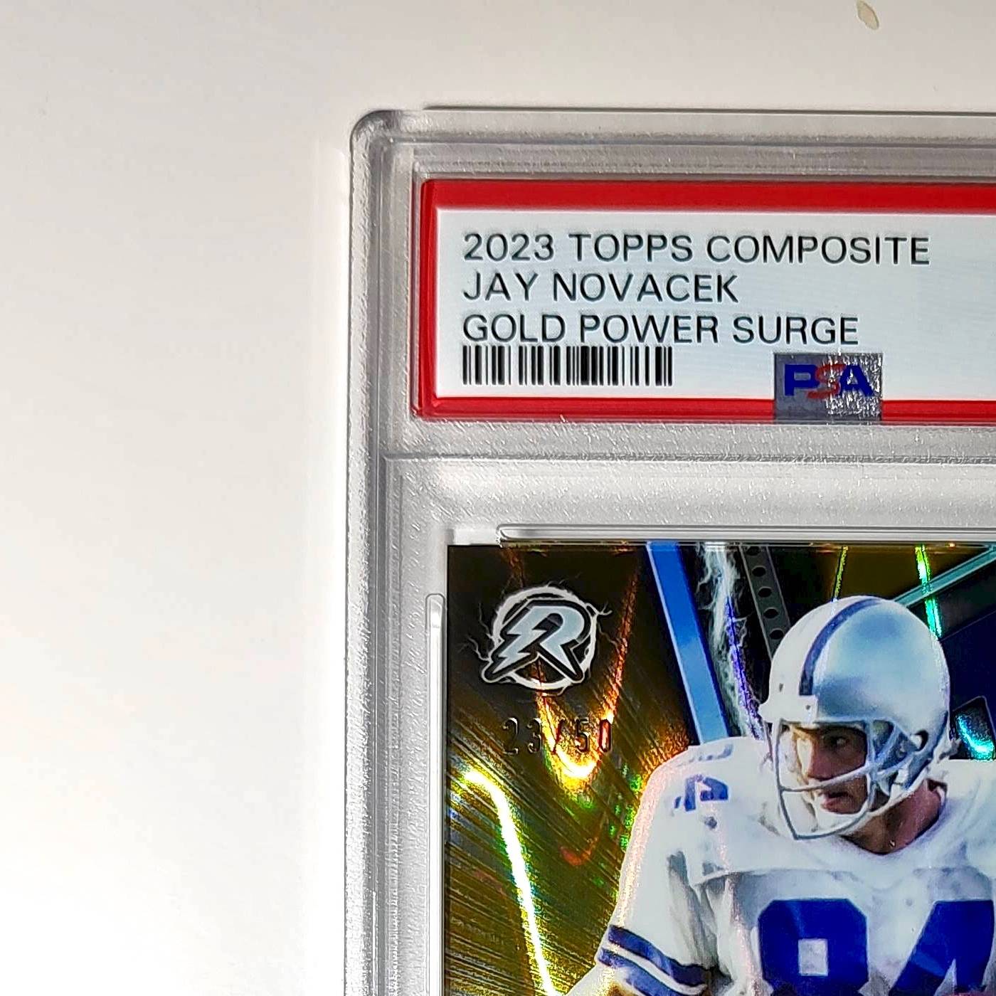 Jay Novacek 2023 Topps Resurgence 23/50 #74 Gold Power Surge PSA 10 Gem Mint