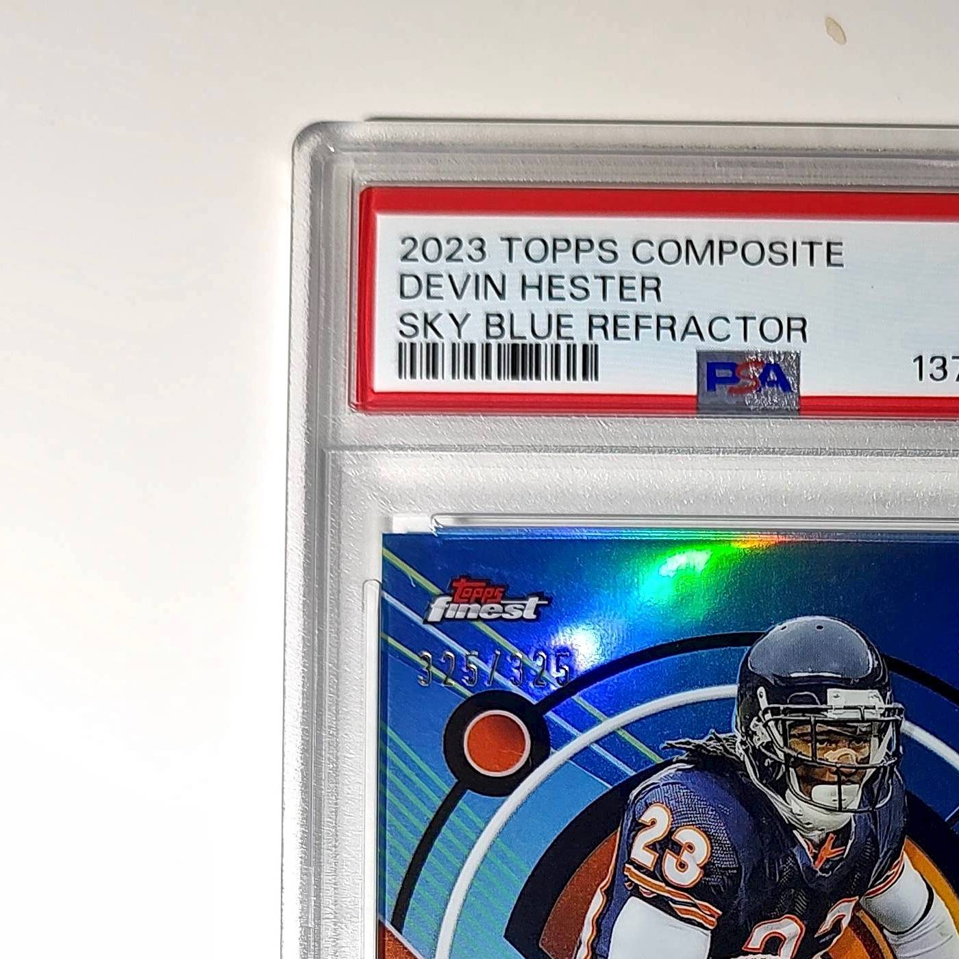 Devin Hester 2023 Topps Finest 325/325 #163 Sky Blue Refractor PSA 9 Mint