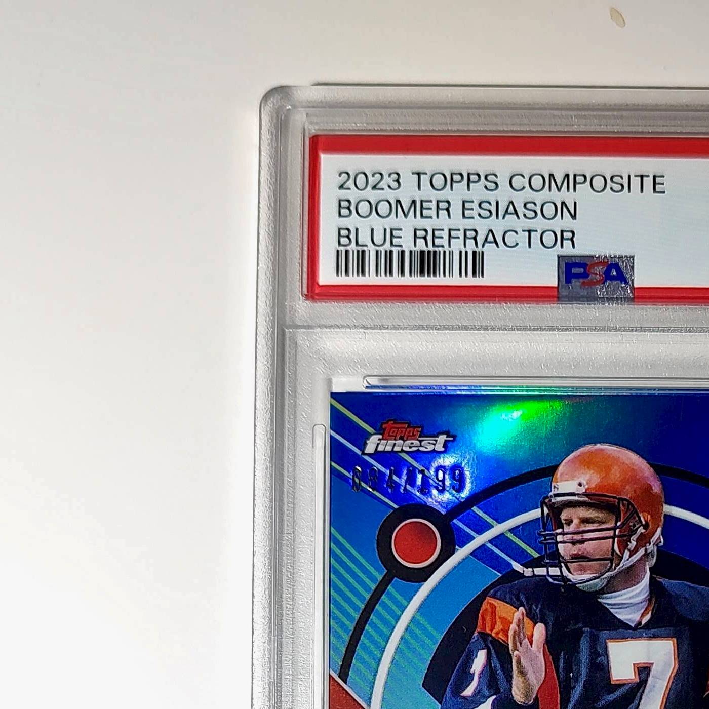 Boomer Esiason 2023 Topps Finest 084/199 #167 Blue Refractor PSA 10 Gem Mint