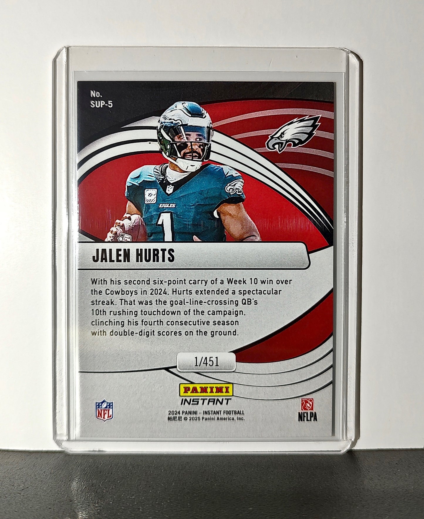 Jalen Hurts 2024 Panini Supernova NFL #5 Football Philadelphia Eagles 1/451