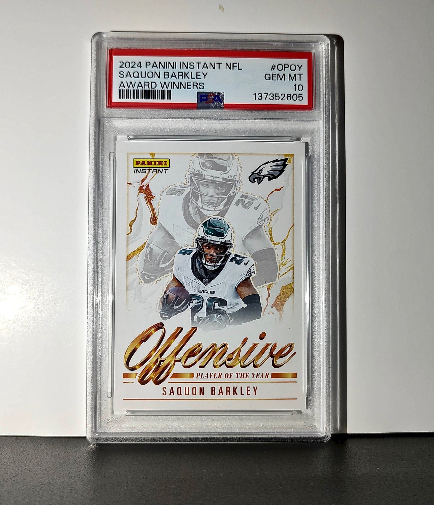Saquon Barkley 2024 Panini NFL AP Offensive Player of the Year Eagles PSA 10 Gem