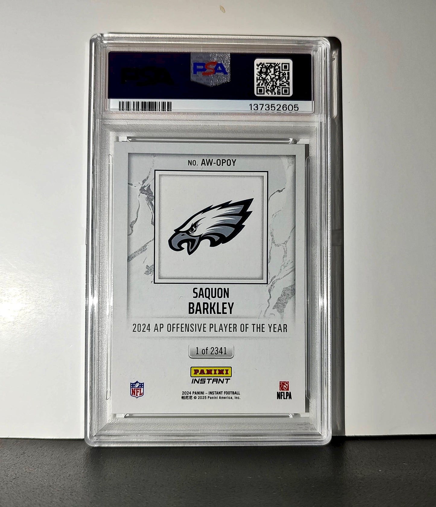 Saquon Barkley 2024 Panini NFL AP Offensive Player of the Year Eagles PSA 10 Gem