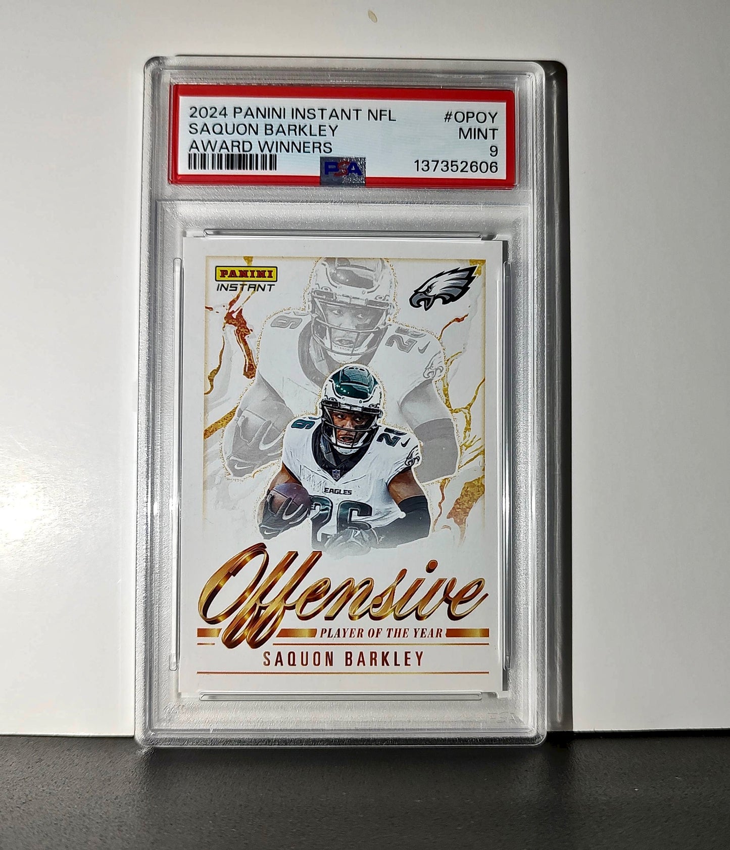 Saquon Barkley 2024 Panini NFL AP Offensive Player of the Year Eagles PSA 9 Mint