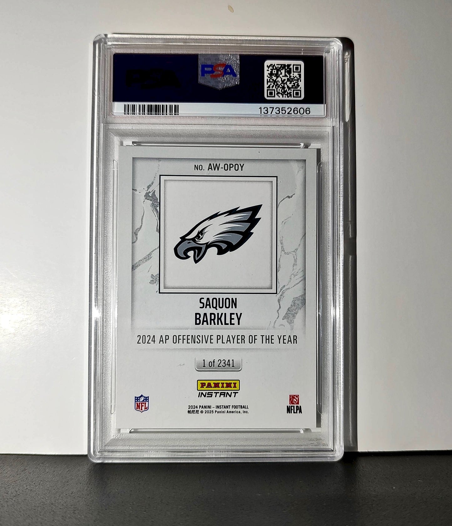 Saquon Barkley 2024 Panini NFL AP Offensive Player of the Year Eagles PSA 9 Mint