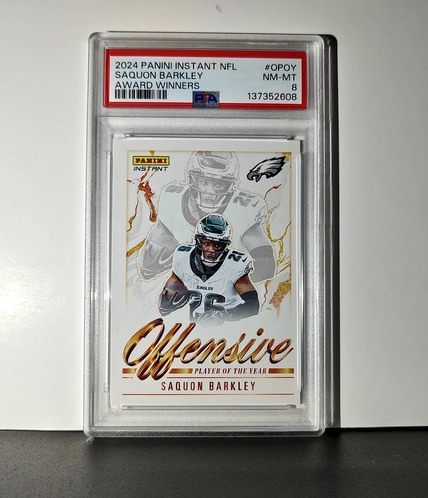 Saquon Barkley 2024 Panini NFL Offensive Player of the Year Eagles PSA 8 NM-MT
