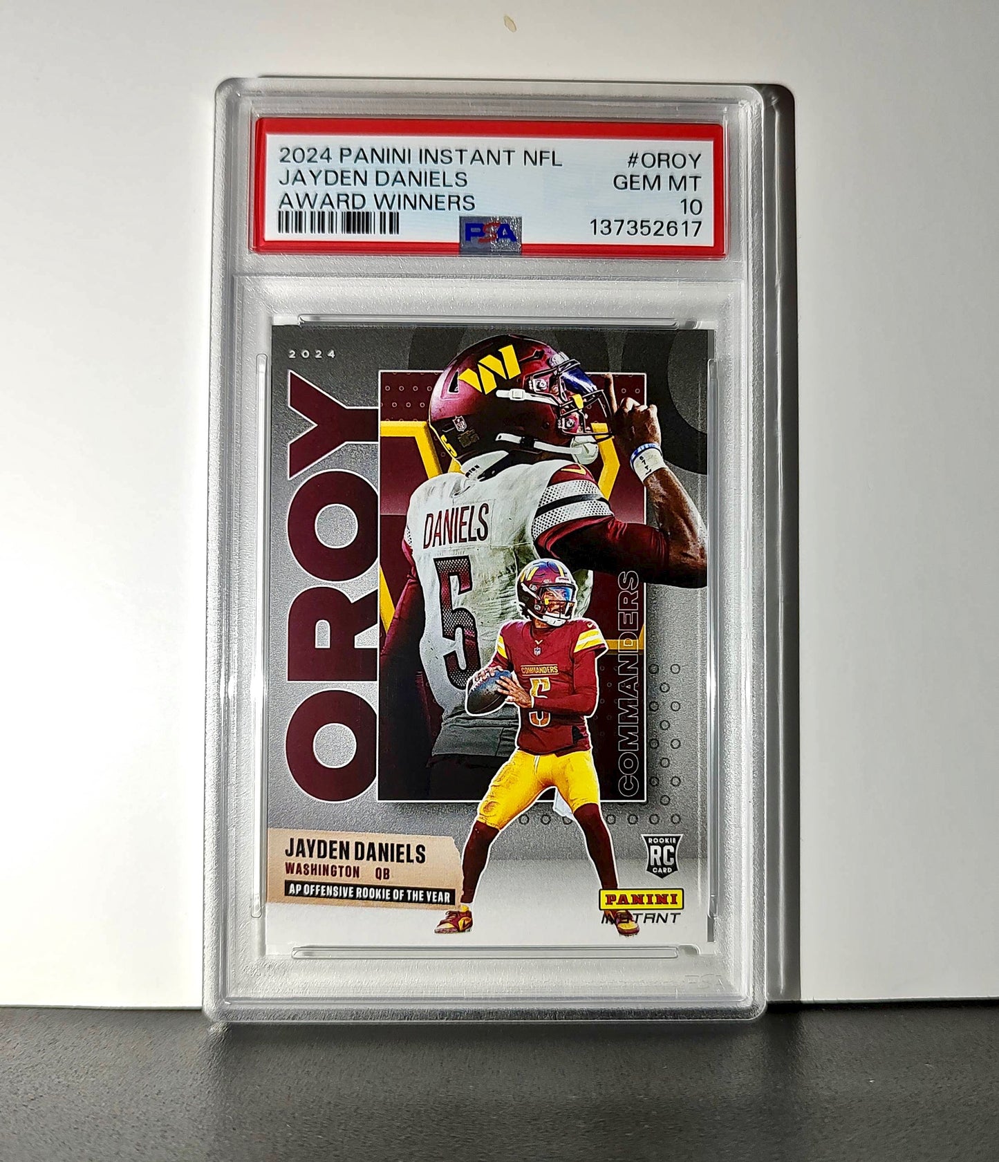 Jayden Daniels 2024 Panini NFL AP Offensive Rookie of the Year Commanders PSA 10