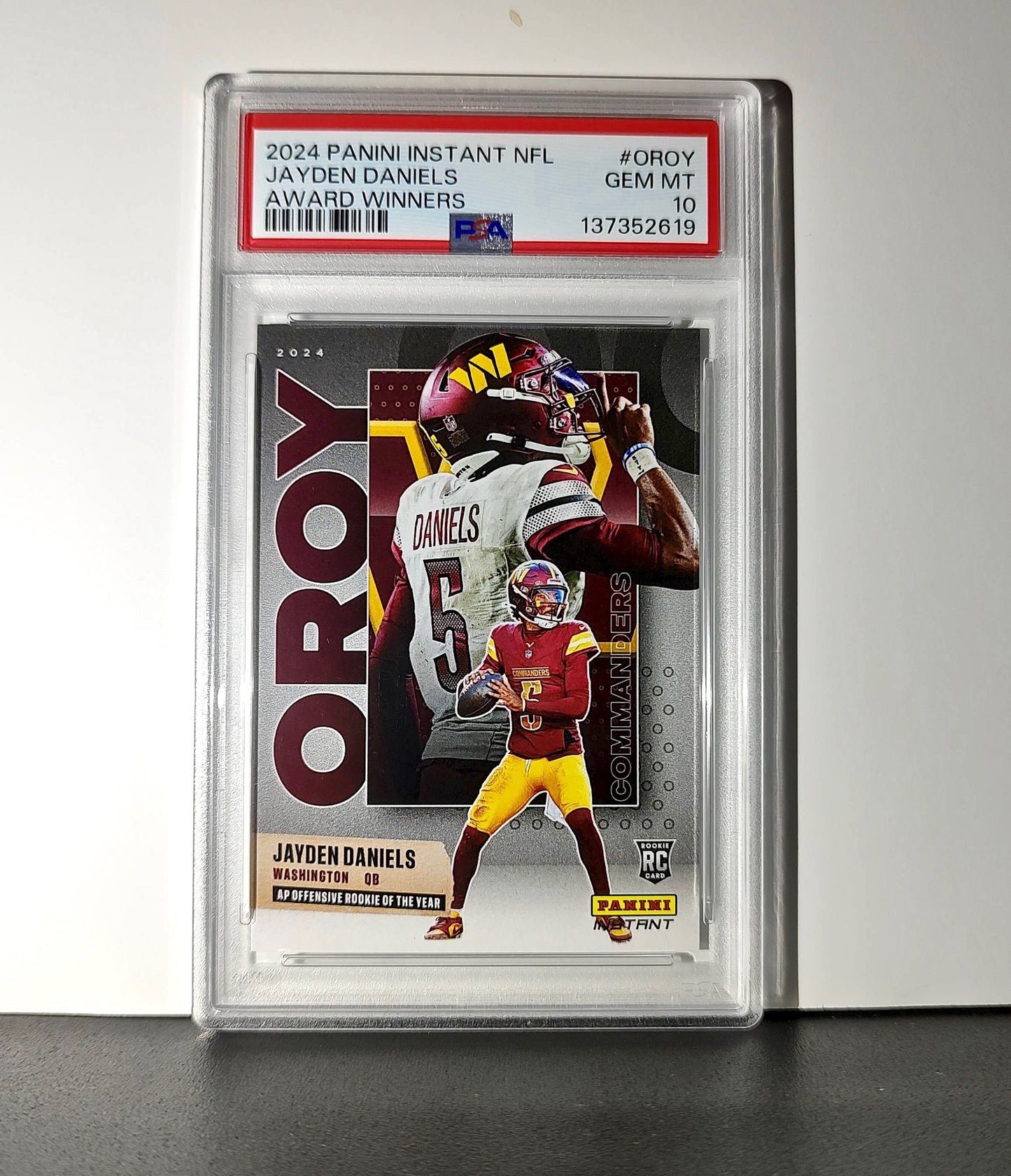Jayden Daniels 2024 Panini NFL AP Offensive Rookie of the Year Commanders PSA 10