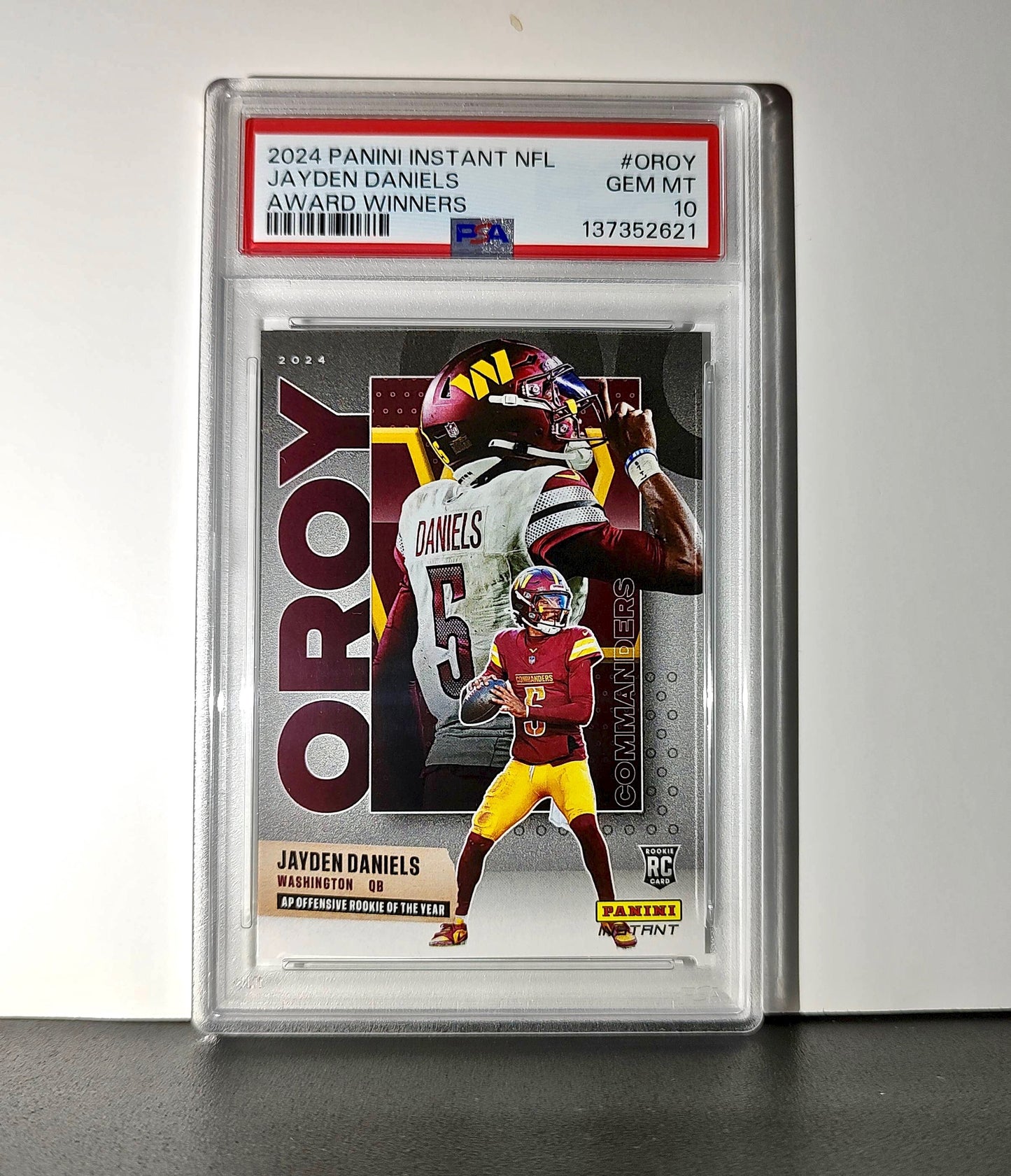 Jayden Daniels 2024 Panini NFL AP Offensive Rookie of the Year Commanders PSA 10
