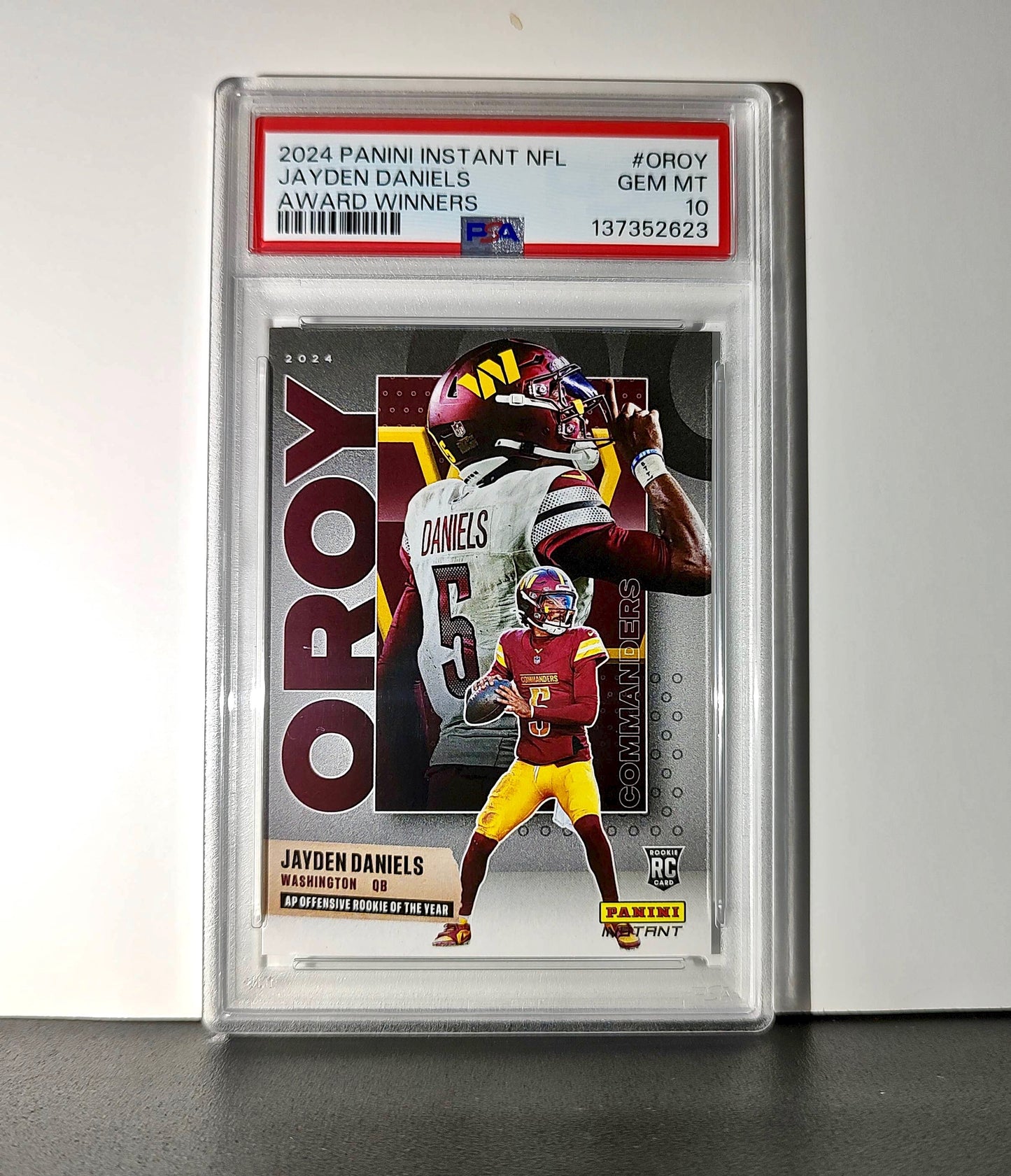 Jayden Daniels 2024 Panini NFL AP Offensive Rookie of the Year Commanders PSA 10