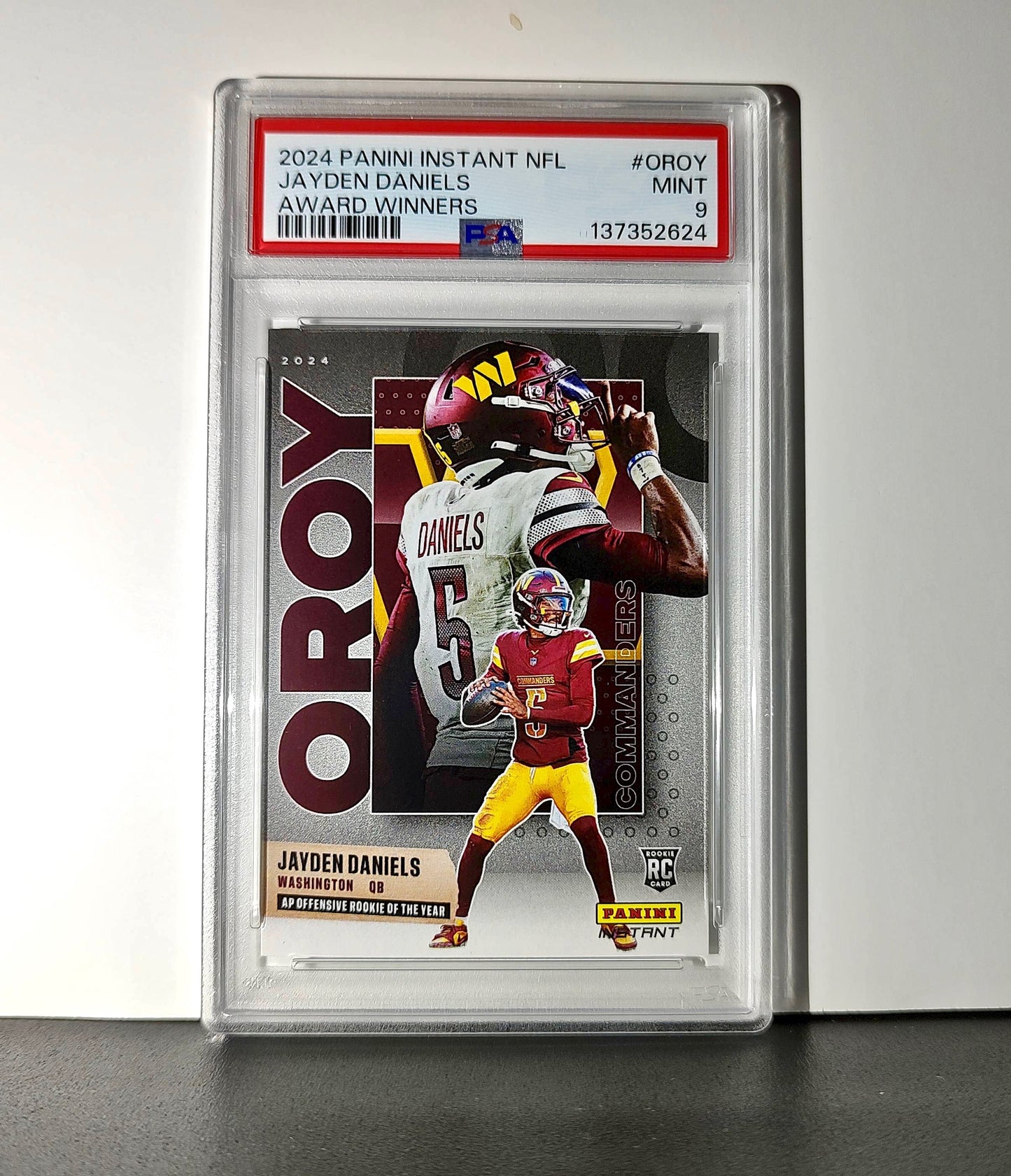 Jayden Daniels 2024 Panini NFL AP Offensive Rookie of the Year Commanders PSA 9