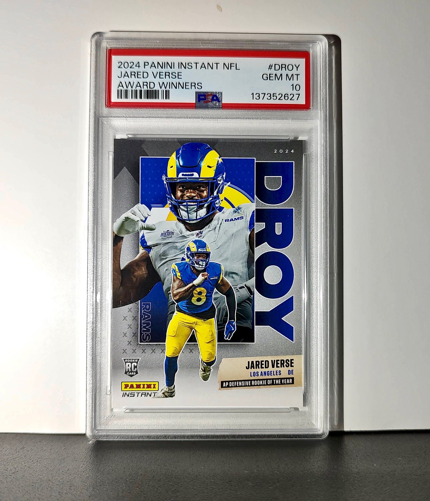 Jared Verse 2024 Panini NFL AP Defensive Rookie of the Year Rams PSA 10 Gem Mint
