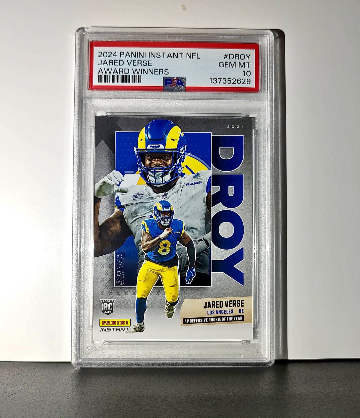 Jared Verse 2024 Panini NFL AP Defensive Rookie of the Year Rams PSA 10 Gem Mint