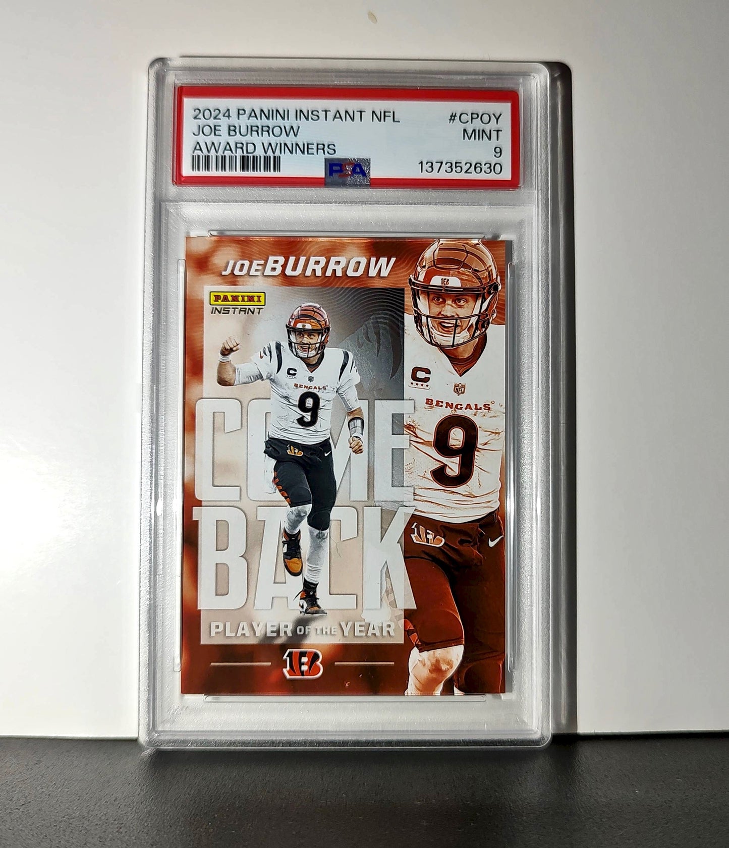 Joe Burrow 2024 Panini NFL AP Comeback Player of the Year Bengals PSA 9 Mint