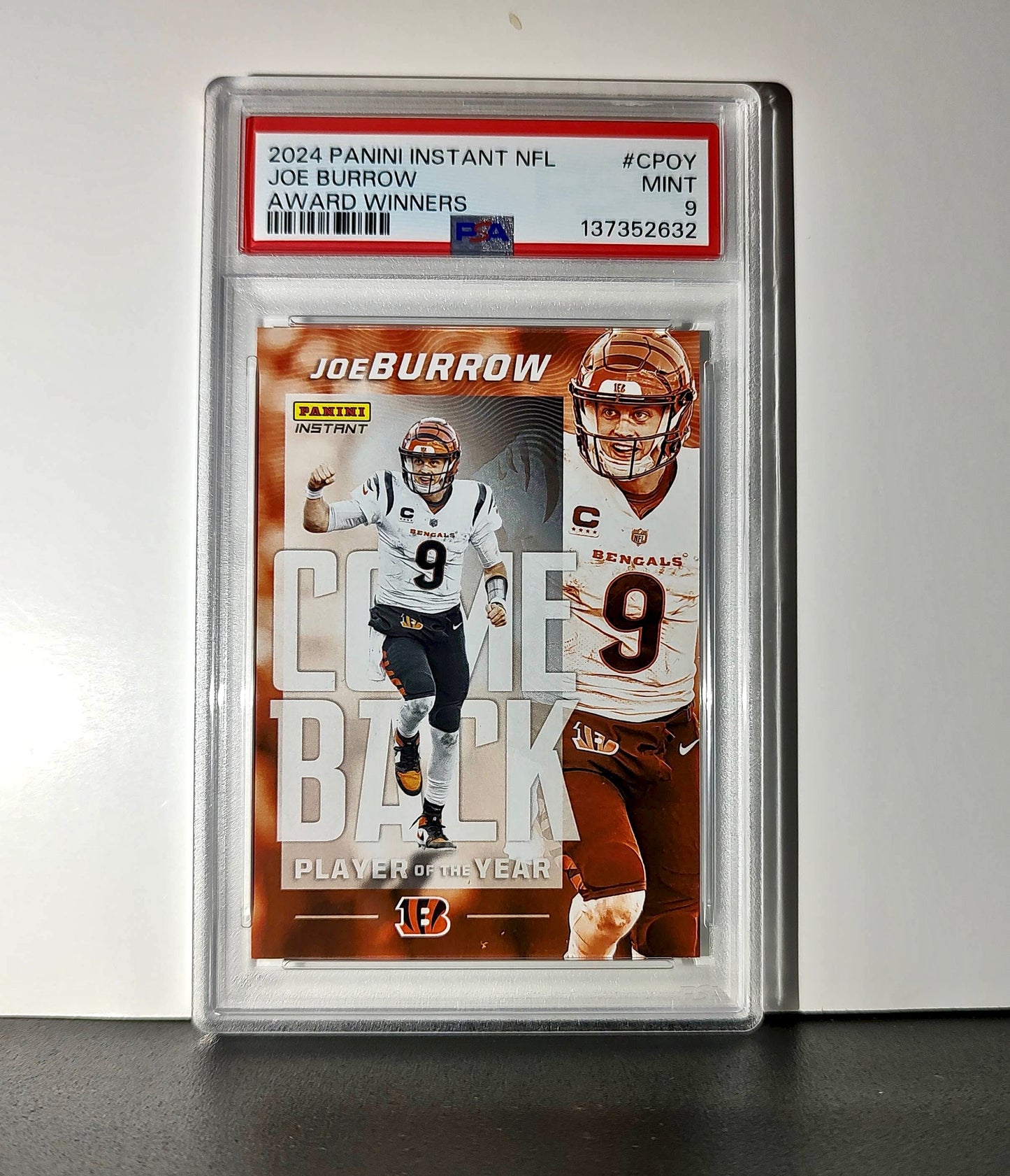 Joe Burrow 2024 Panini NFL AP Comeback Player of the Year Bengals PSA 9 Mint