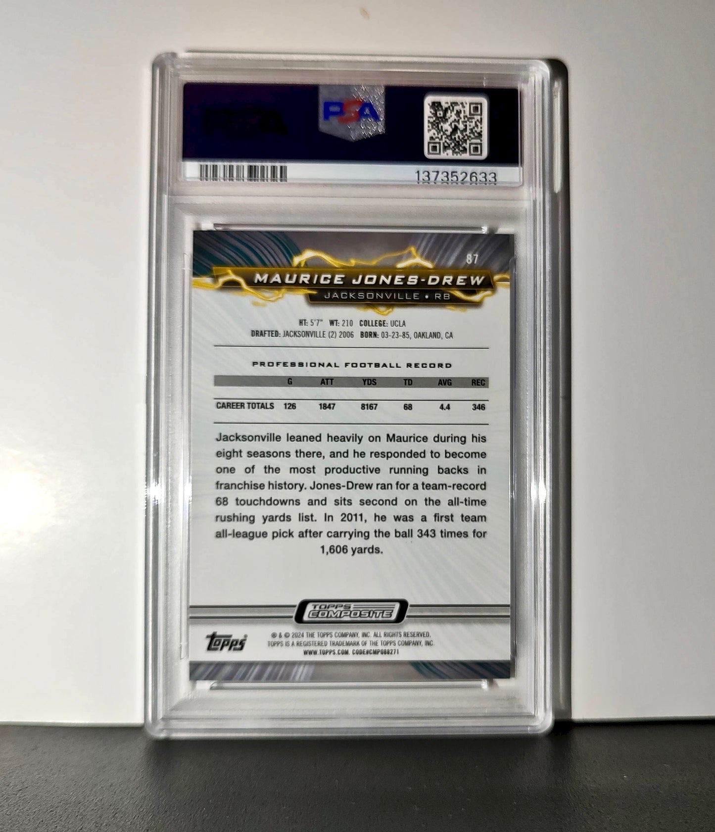 Maurice Jones-Drew 2023 Topps #87 4/5 Resurgence Red Power Surge PSA 9 Mint