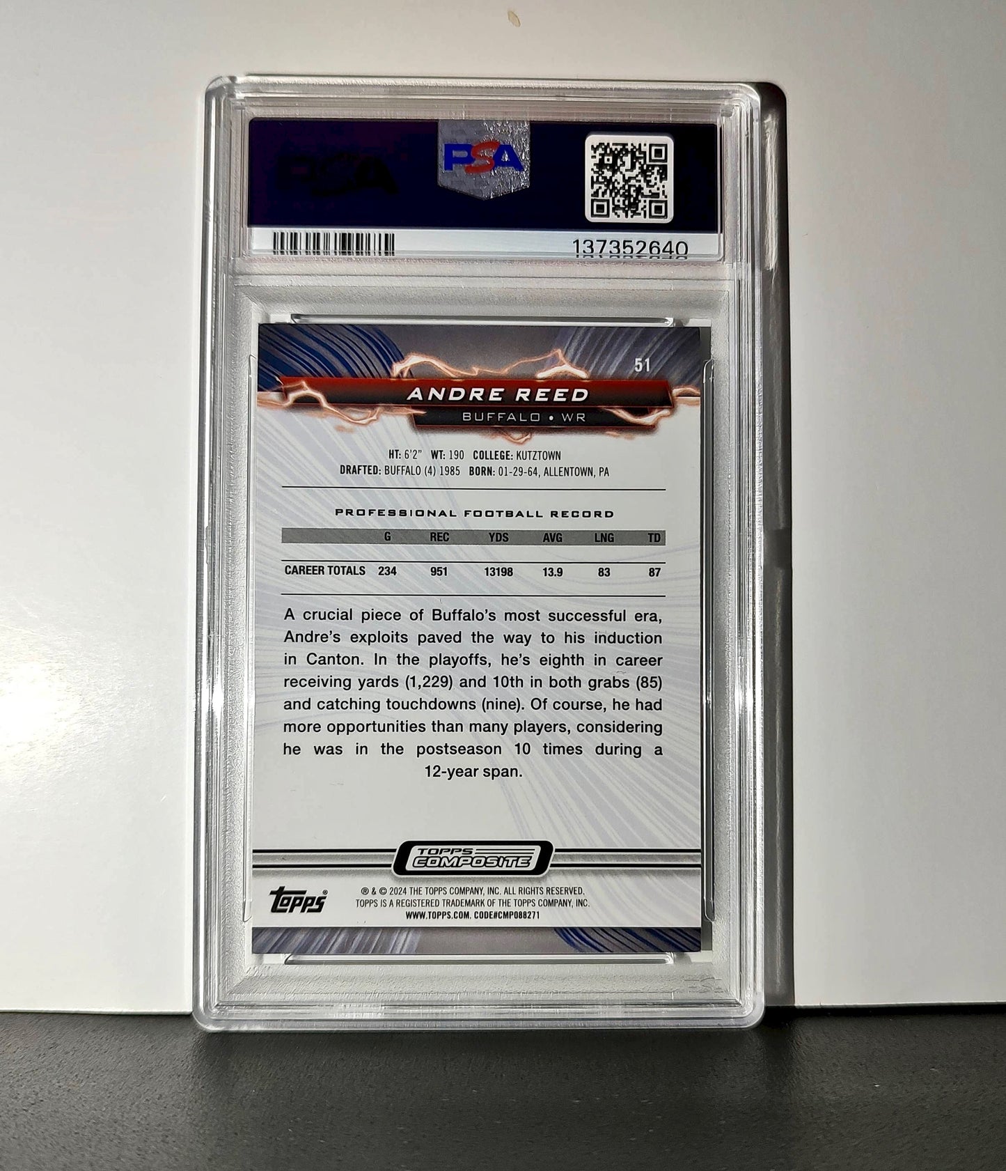 Andre Reed 2023 Topps 061/225 Resurgence #51 Navy Surge PSA 9 Mint