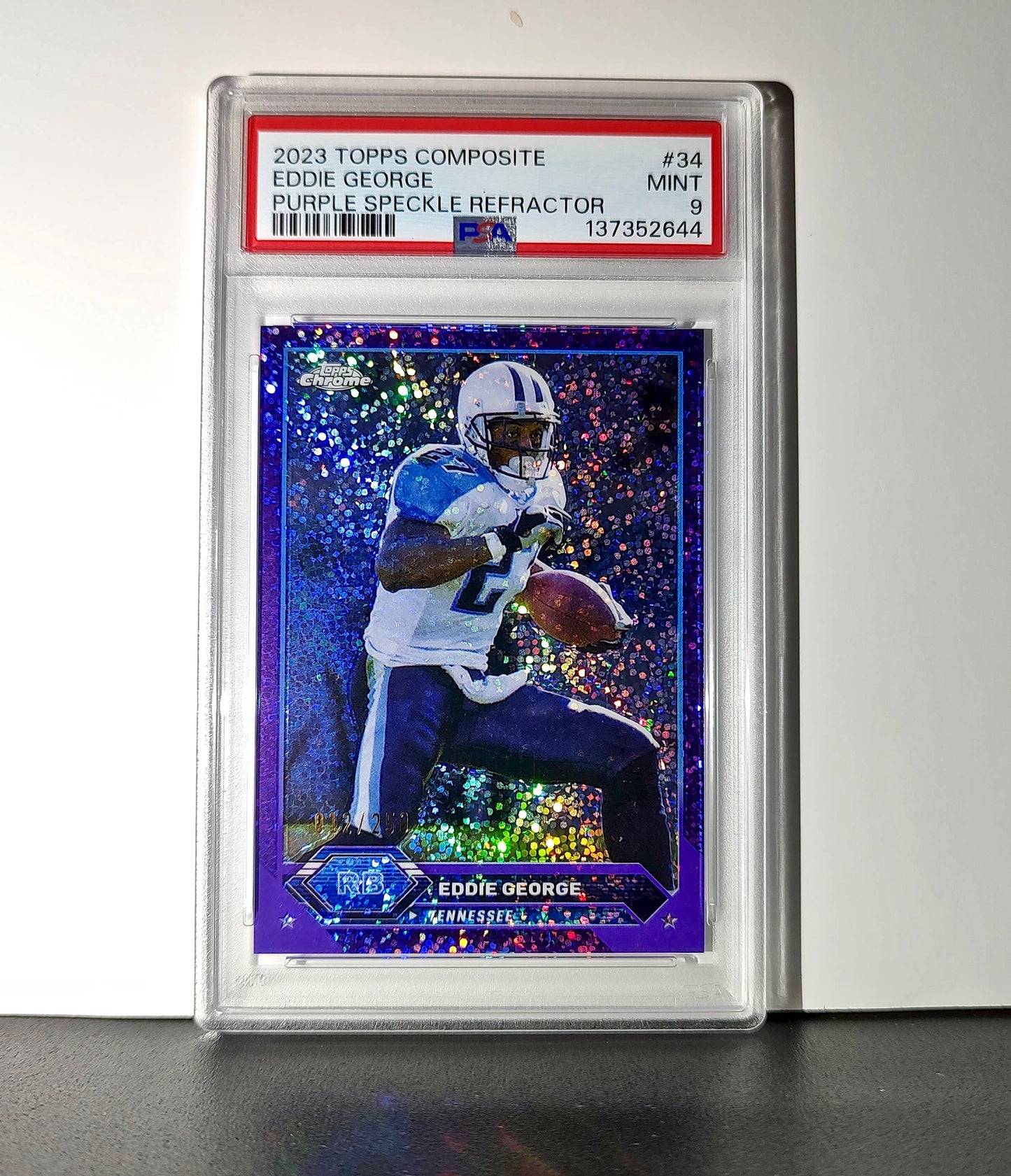 Eddie George 2023 Topps Chrome 012/250 #34 Purple Speckle Refractors PSA 9 Mint