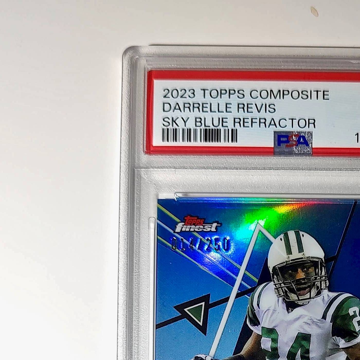 Darelle Revis 2023 Topps Finest #224 014/250 Sky Blue Refractor PSA 10 Gem Mint