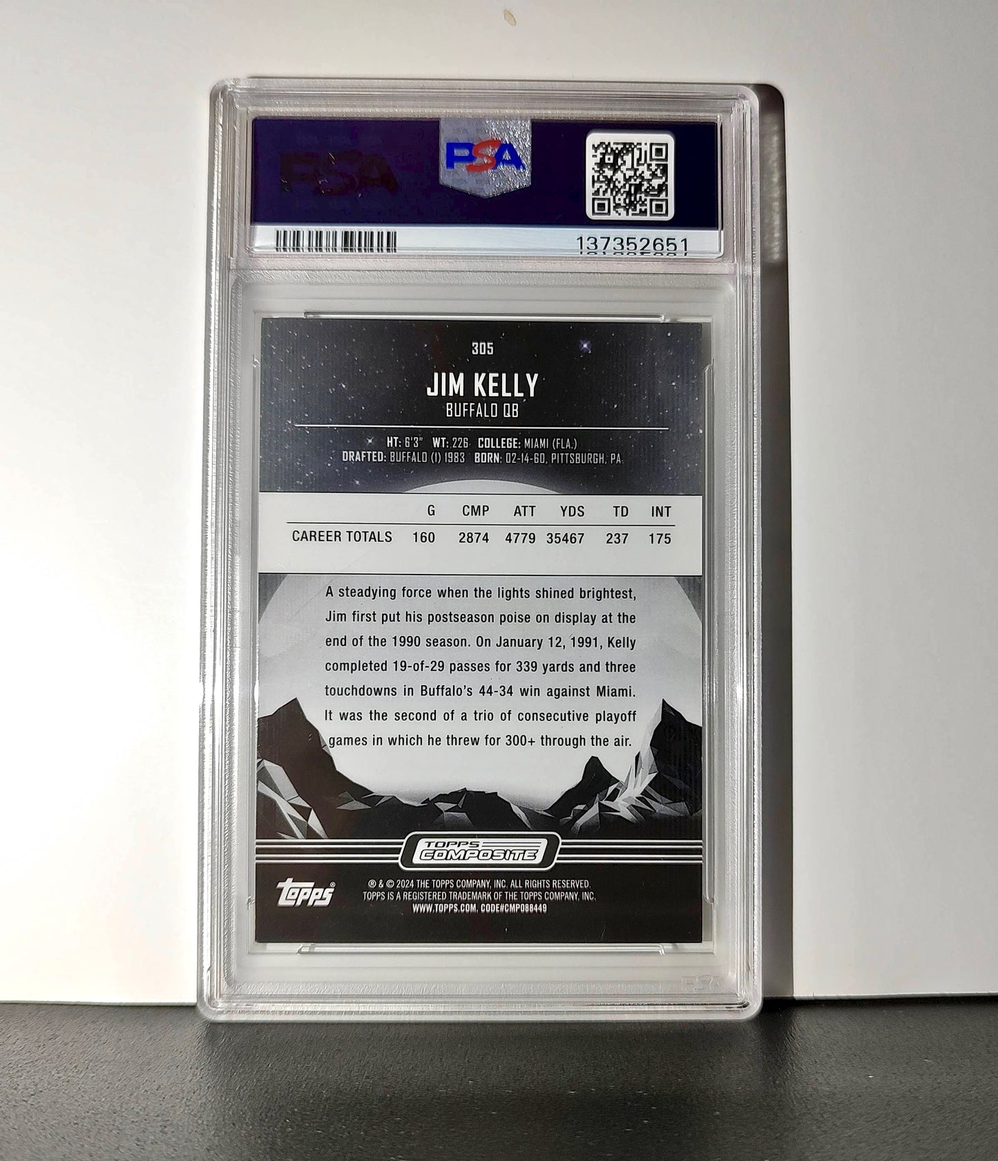 Jim Kelly 2023 Topps Midnight Morning Parallel 057/125 #305 PSA 9 Mint