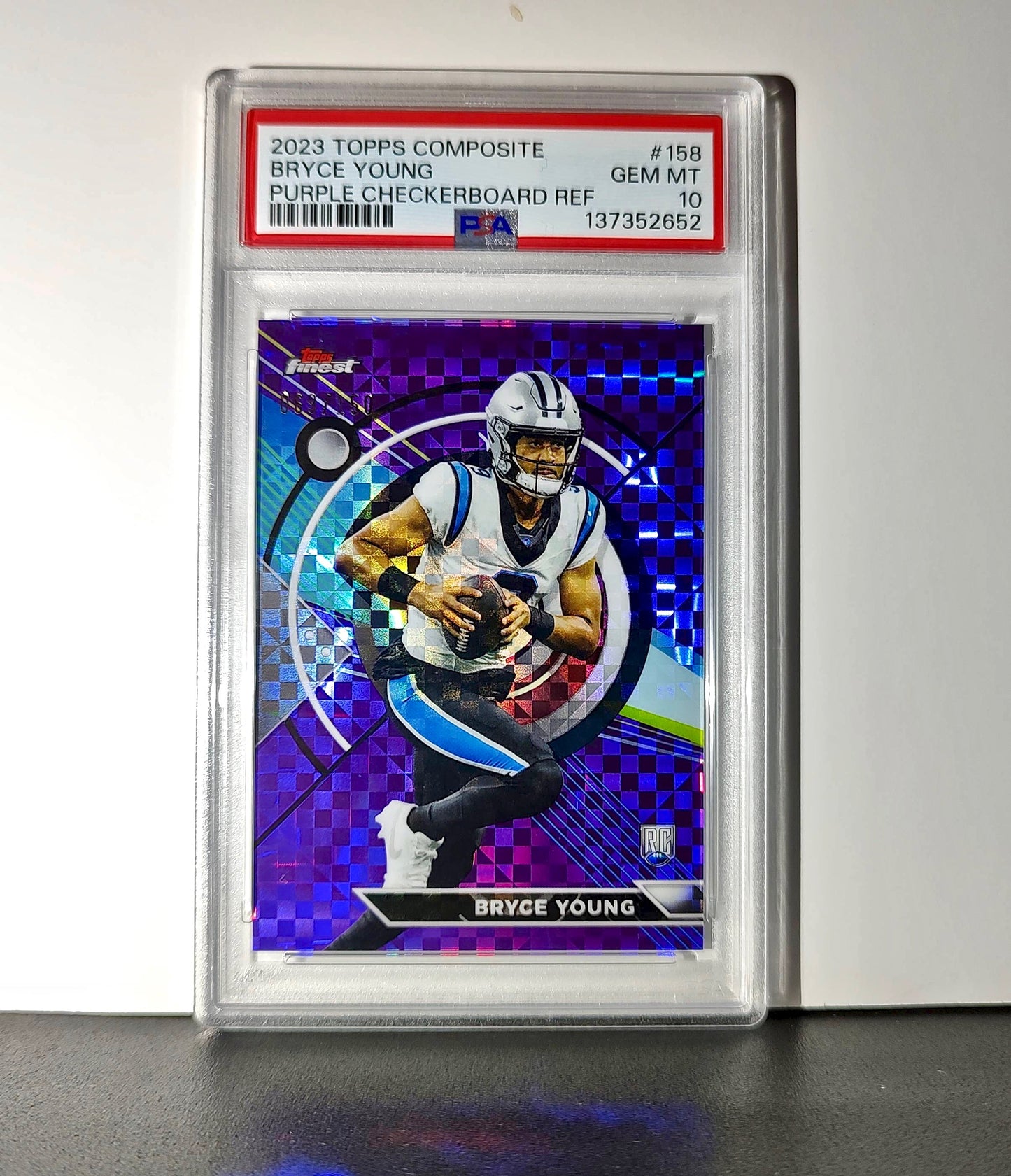 Bryce Young 2023 Topps Finest 069/150 Purple Checkerboard Refractor #158 PSA 10
