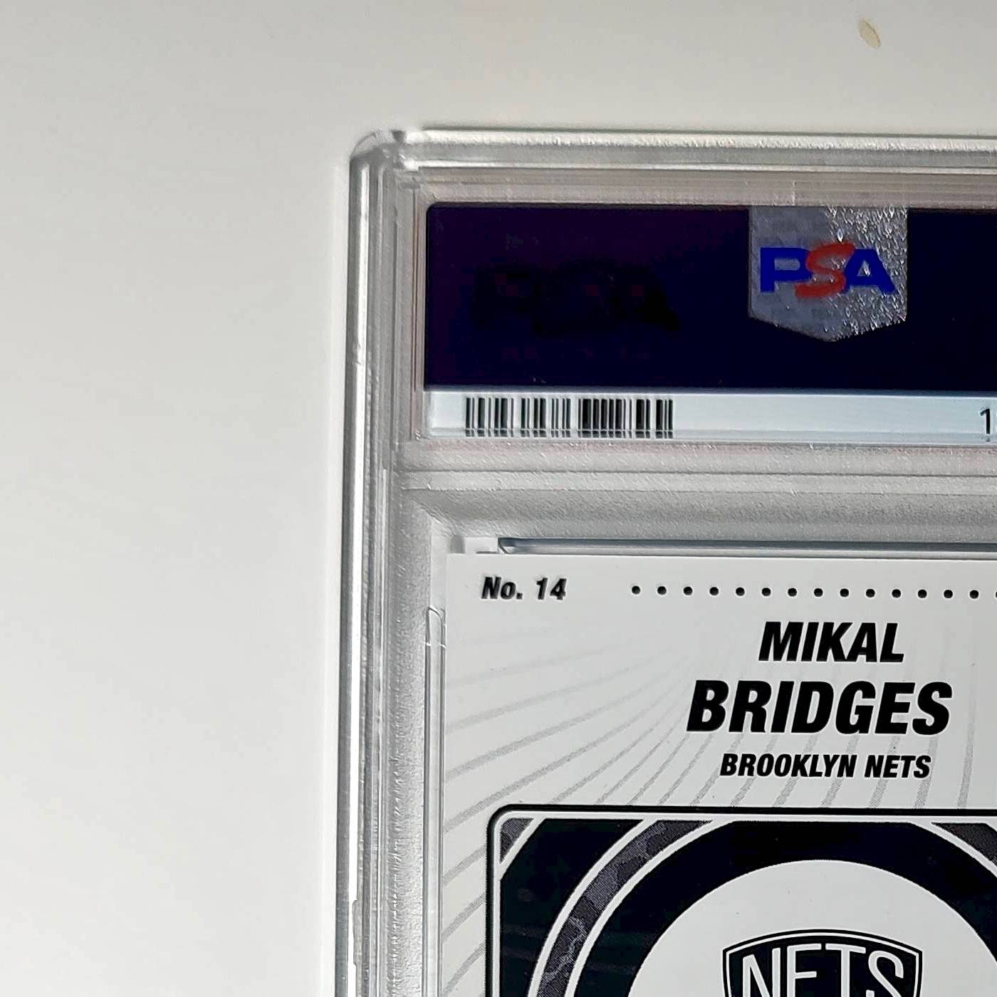 Mikal Bridges 2023-24 Panini Sticker Cards #14 042/200 Blue Foil PSA 8 NM-MT